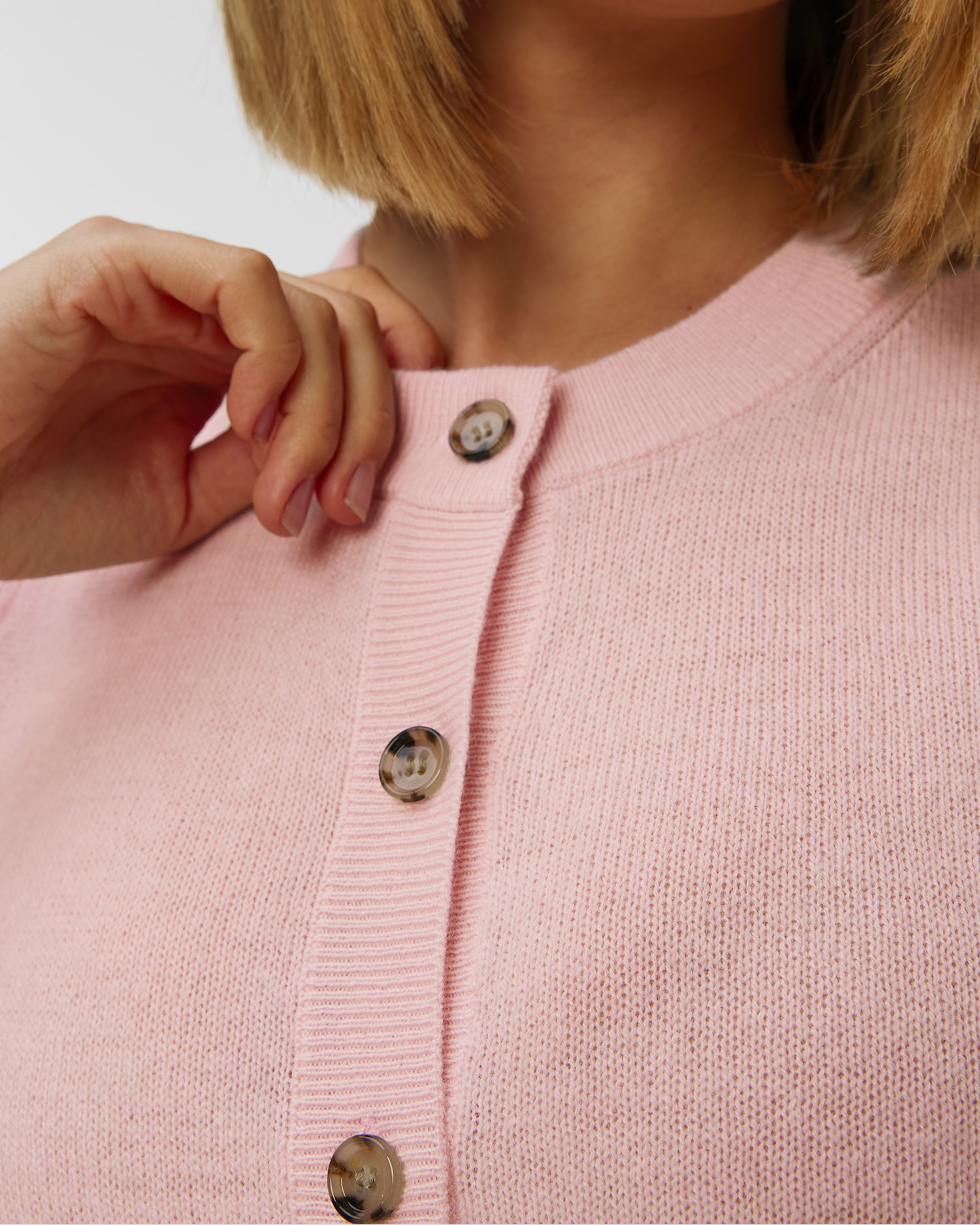 Różowy kardigan kaszmirowy z krótkim rękawem damski Allude