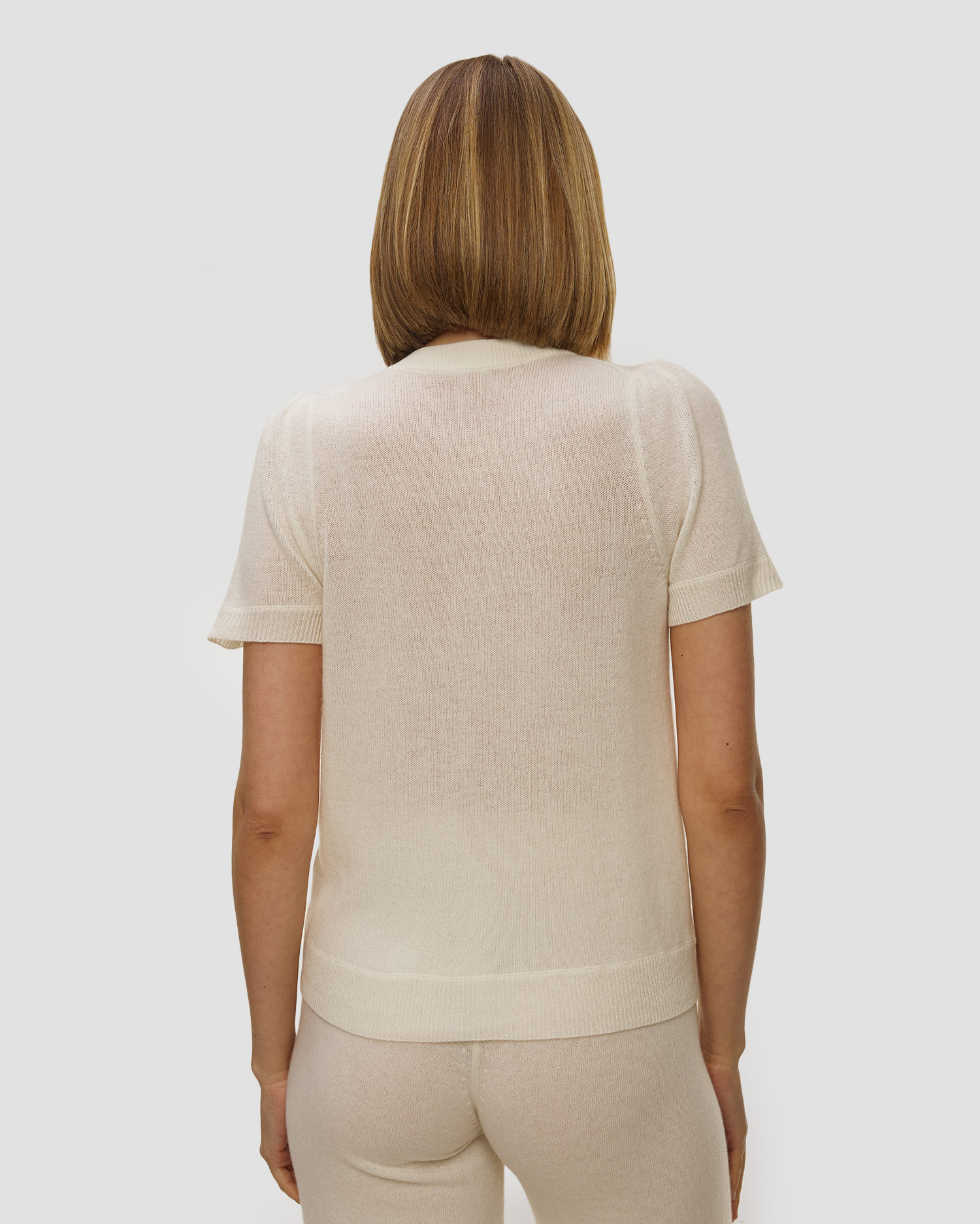 Biały kardigan kaszmirowy z krótkim rękawem damski Allude