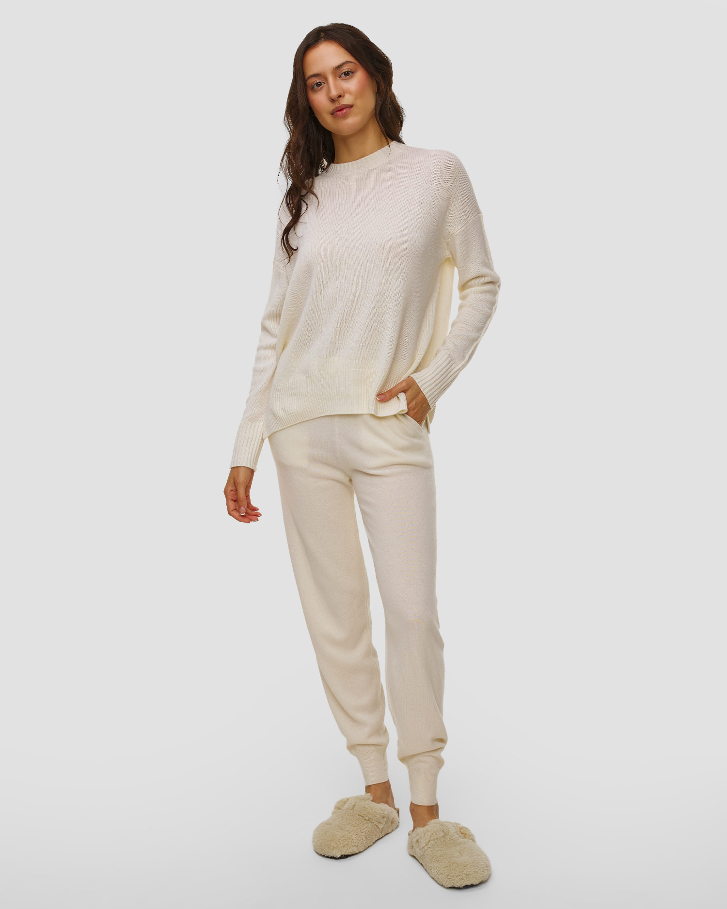 Pulover alb din cașmir pentru femei Allude