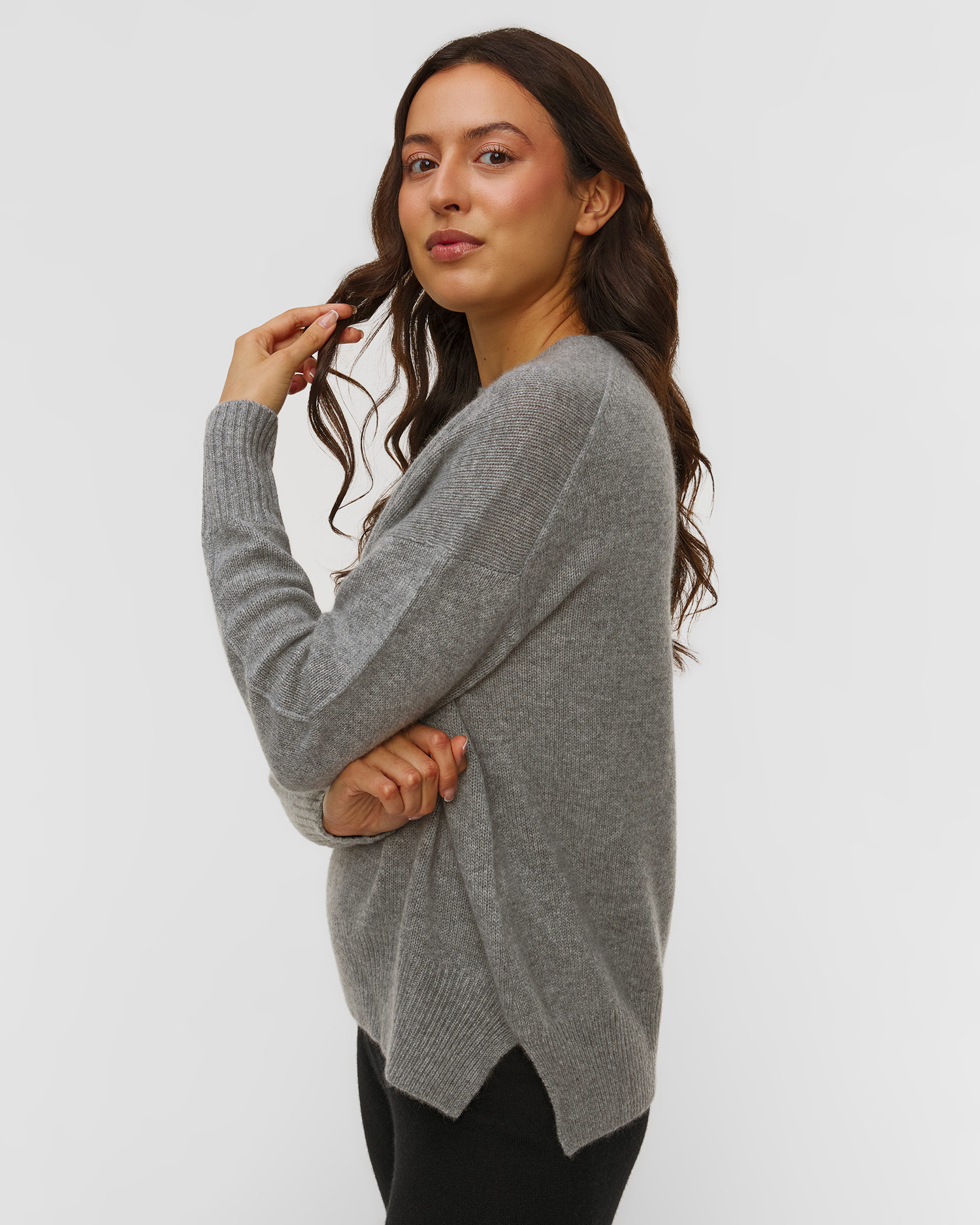 Pulover gri din cașmir pentru femei Allude