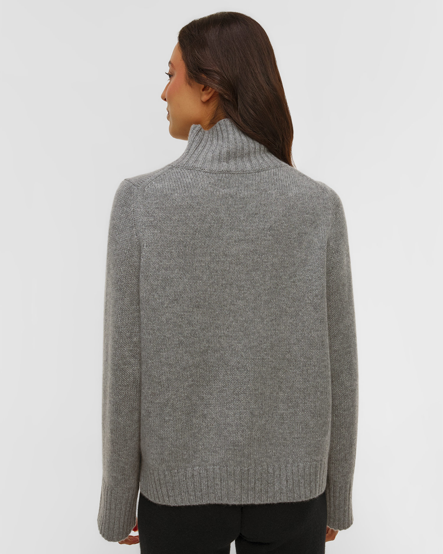 Pulover cu guler înalt din cașmir gri pentru femei Allude