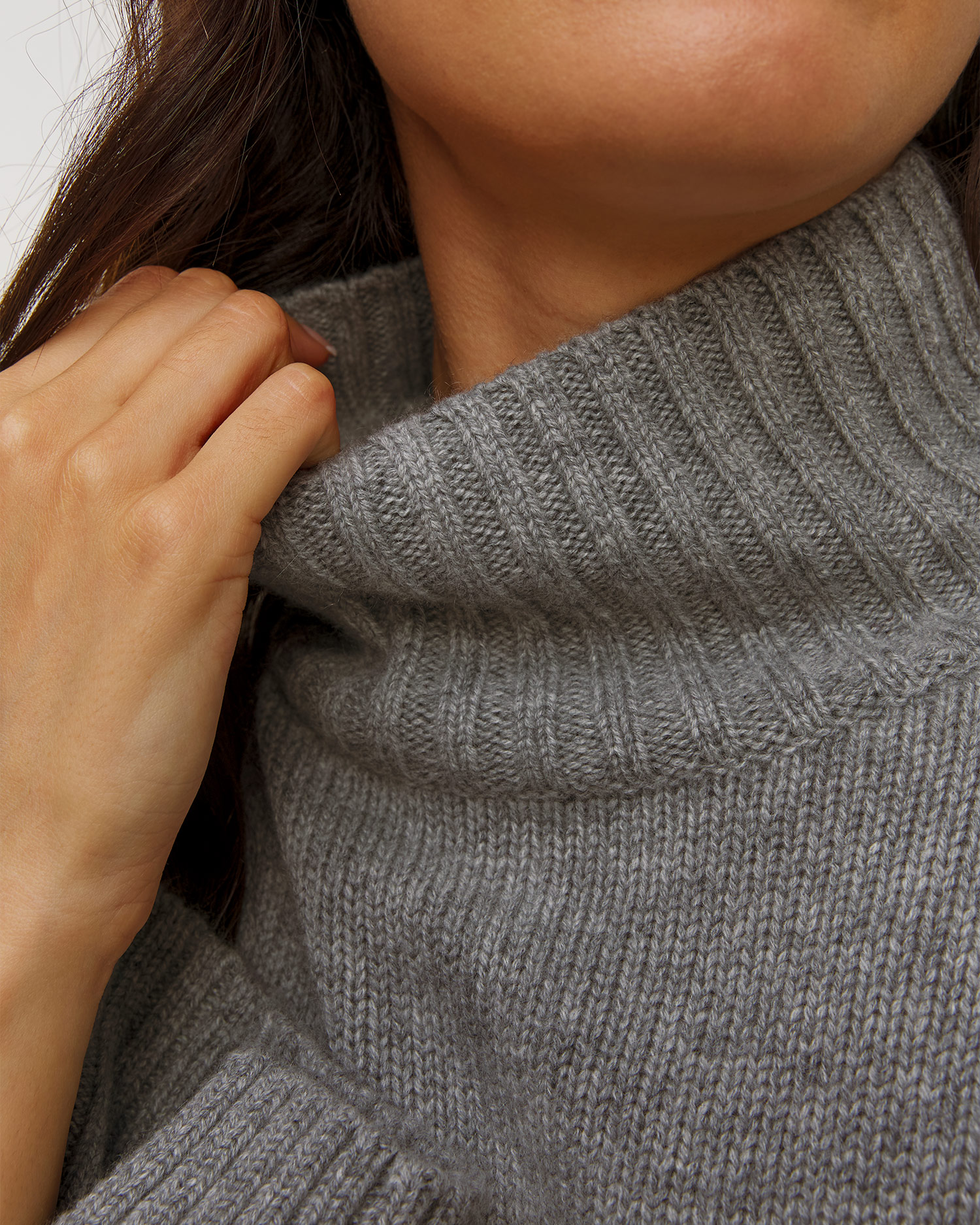 Pulover cu guler înalt din cașmir gri pentru femei Allude