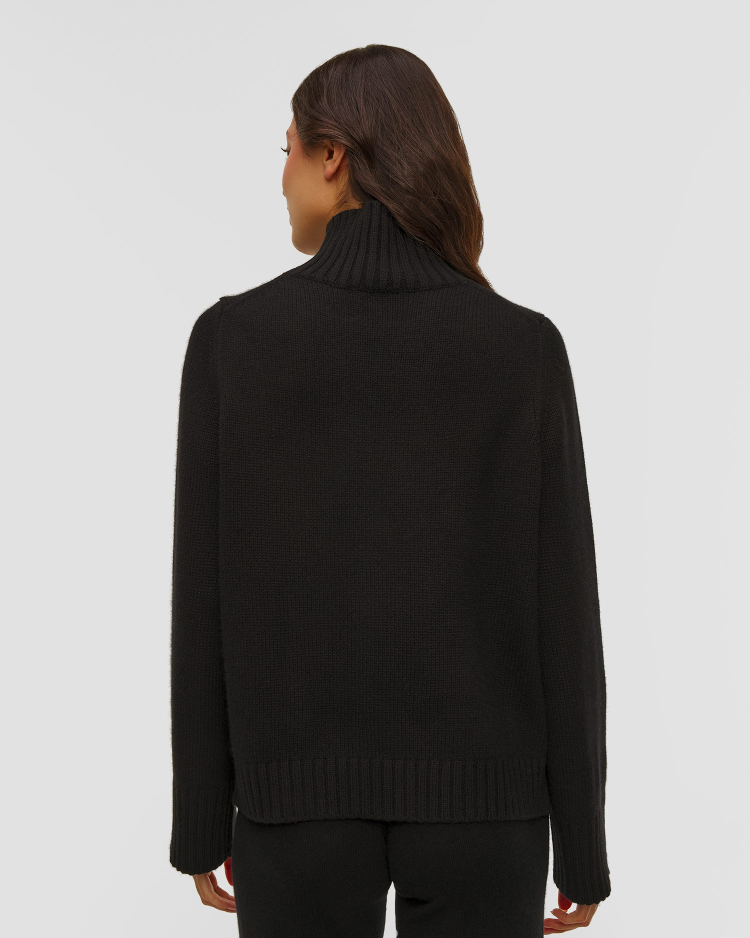 Pulover cu guler înalt din cașmir negru pentru femei Allude