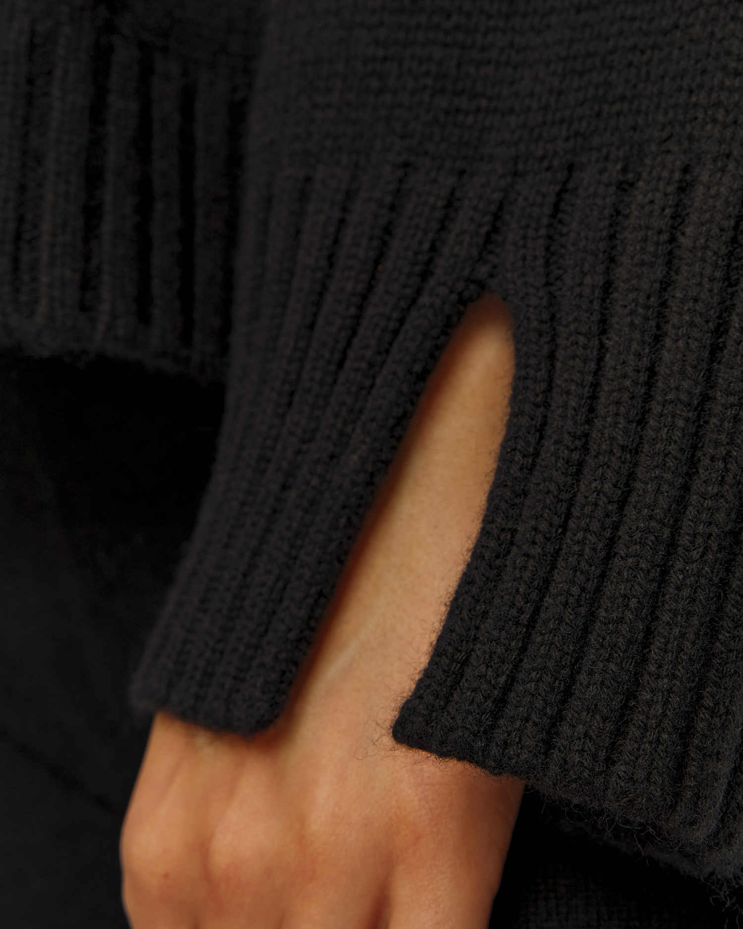 Pulover cu guler înalt din cașmir negru pentru femei Allude