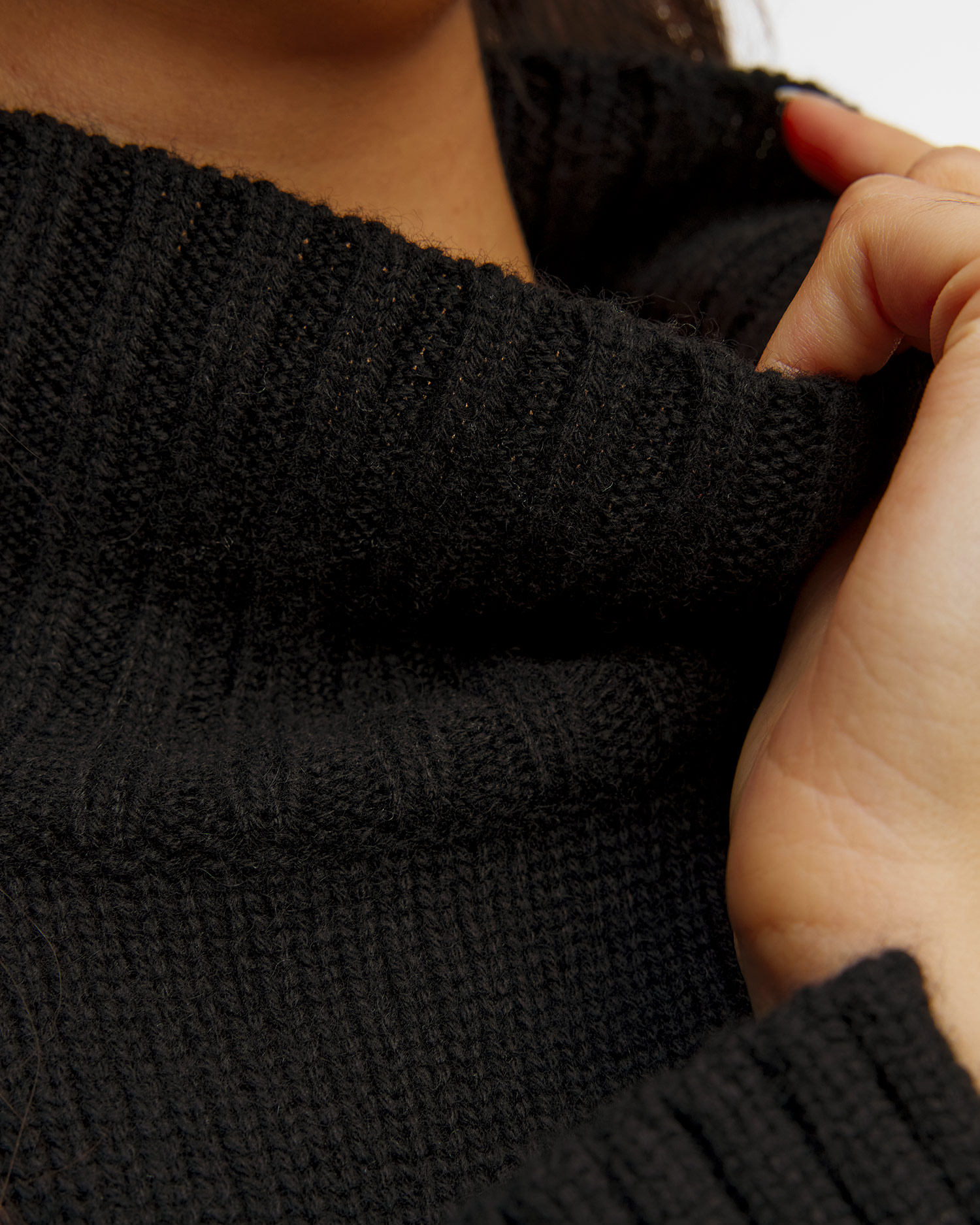 Pulover cu guler înalt din cașmir negru pentru femei Allude