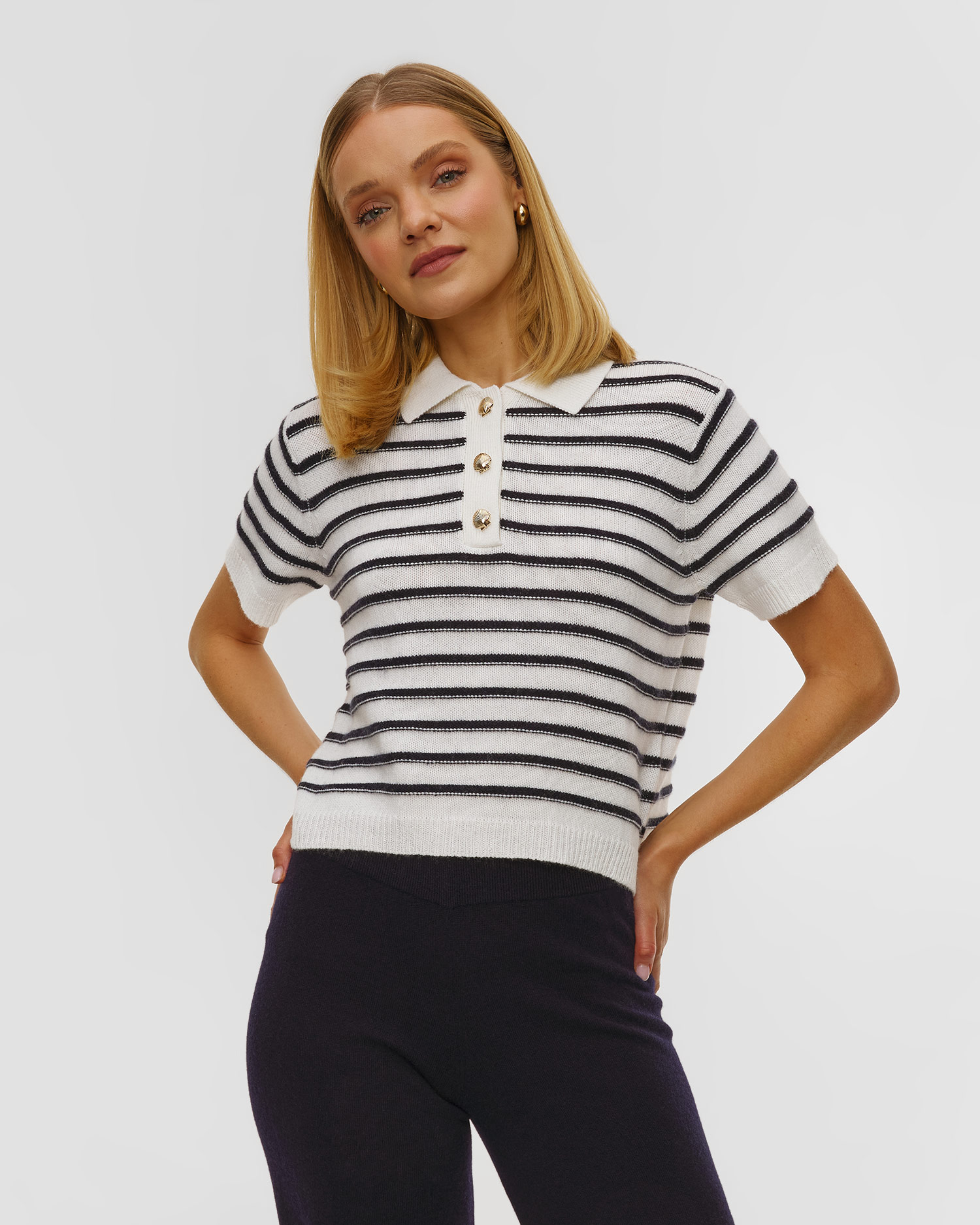 Allude Damenpullover mit Kaschmir, Farbe/Muster: Biały,Czarny