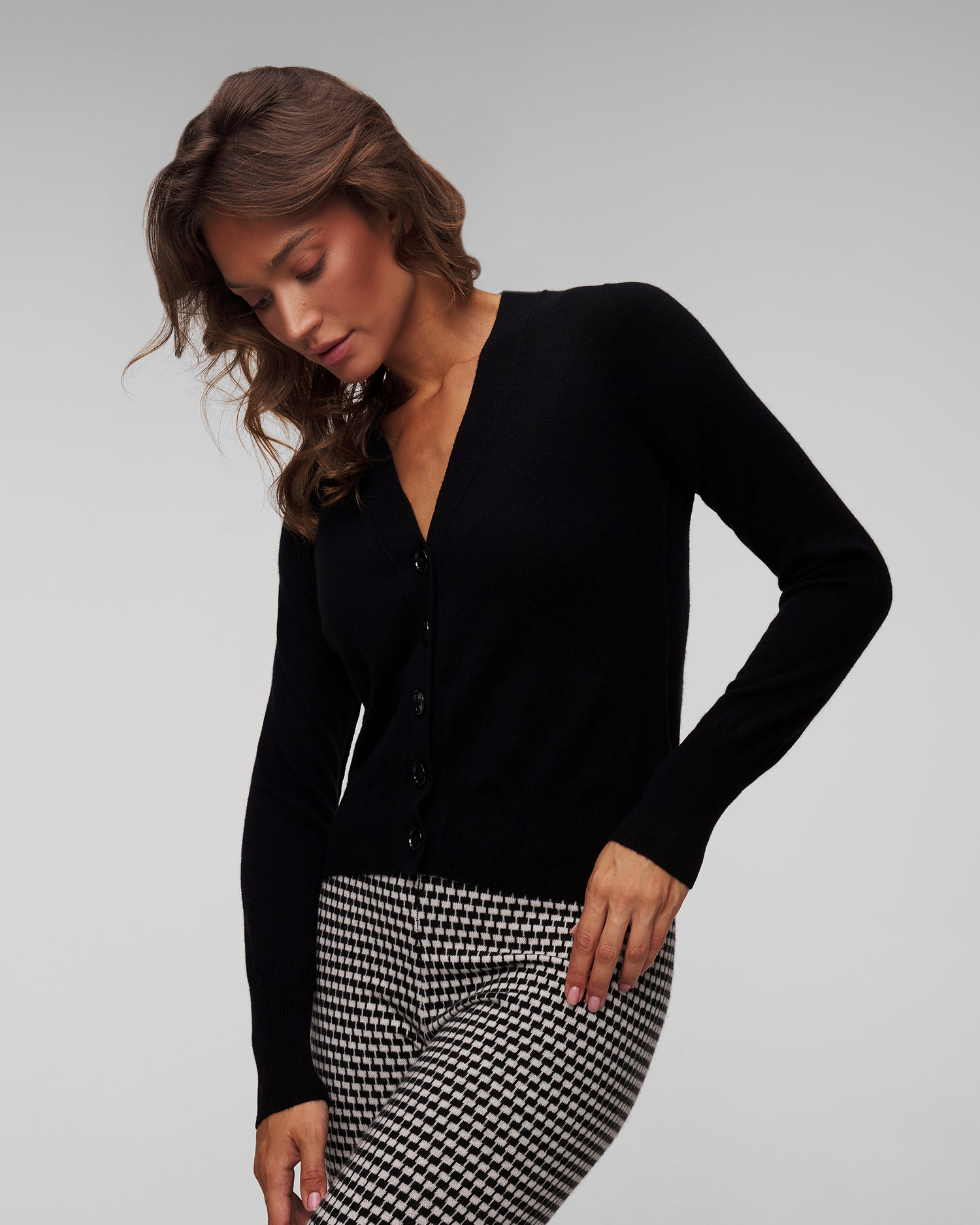 Women's black wool cashmere cardigan Allude