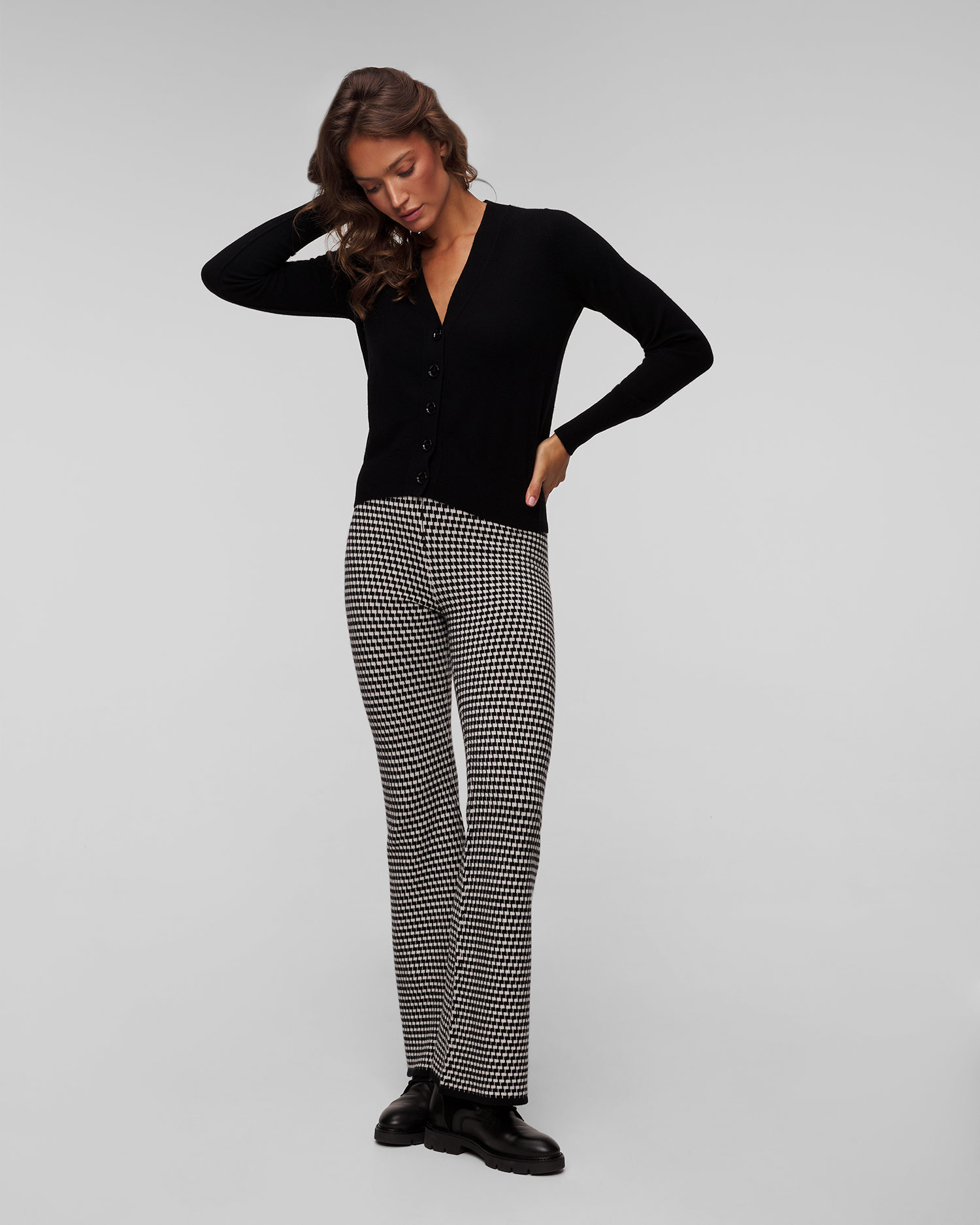 Women's black wool cashmere cardigan Allude