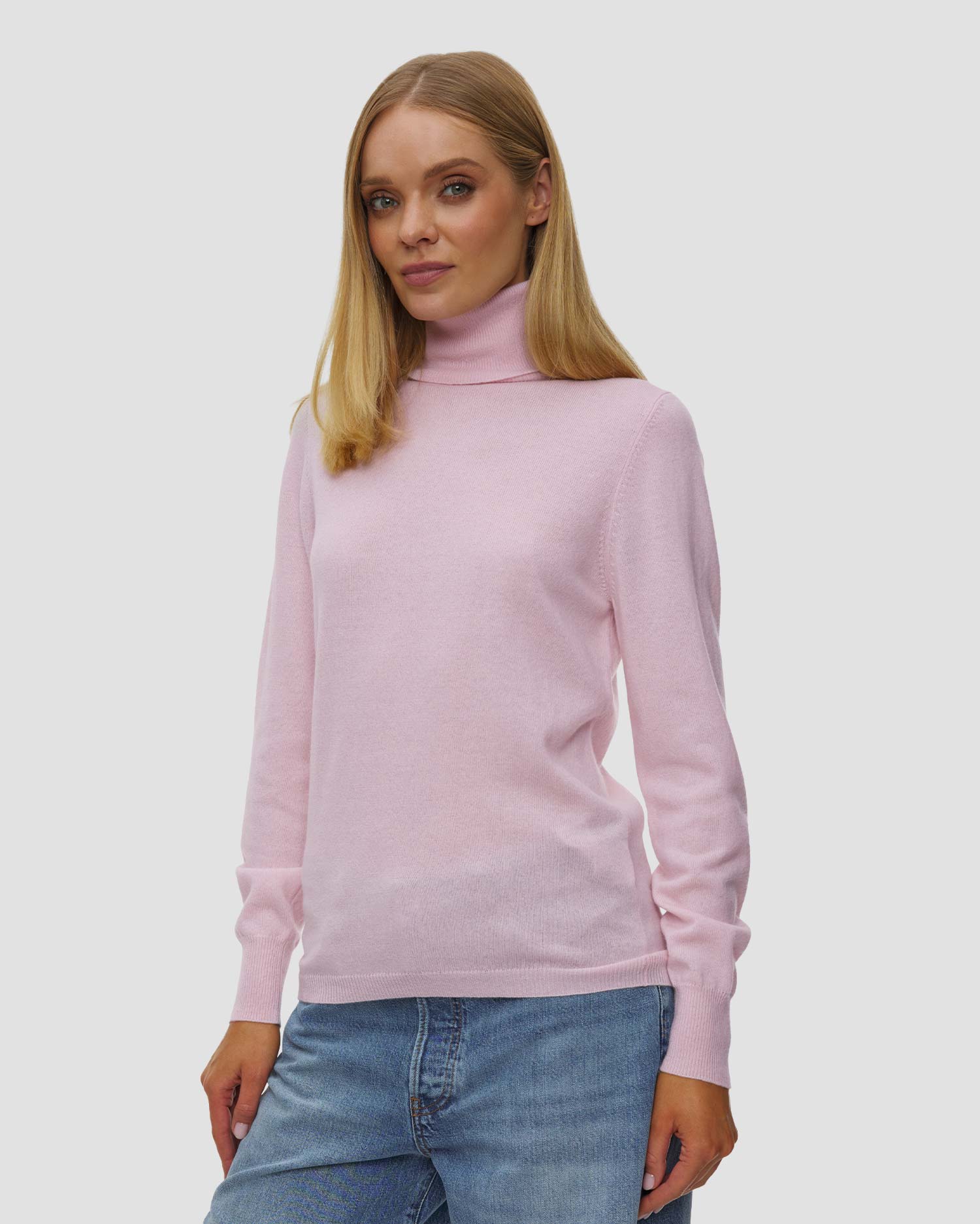 Maglione a collo alto in lana e cashmere da donna Allude, Colore/Disegno: Różowy