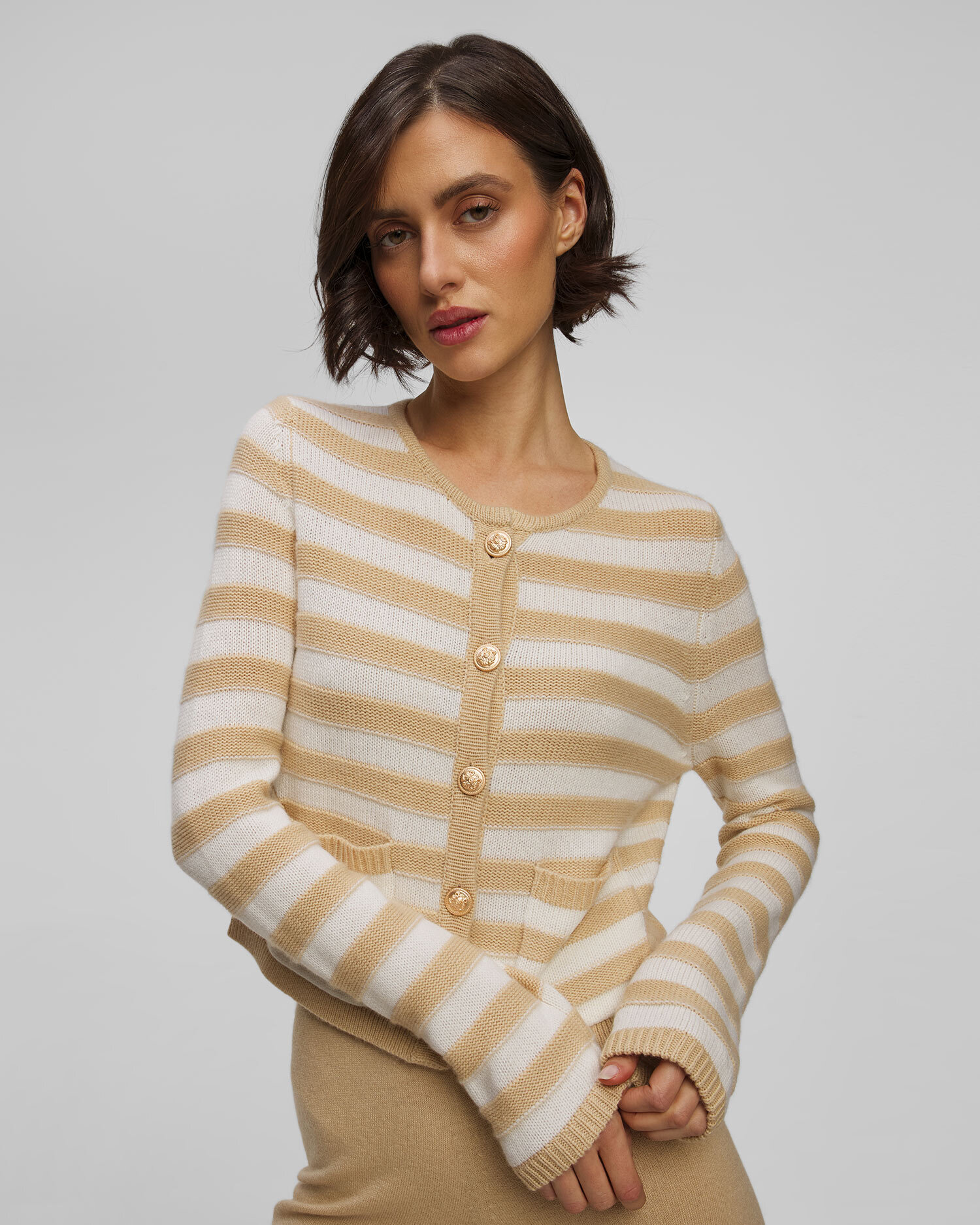 Vlněný dámský pruhovaný kardigan Allude