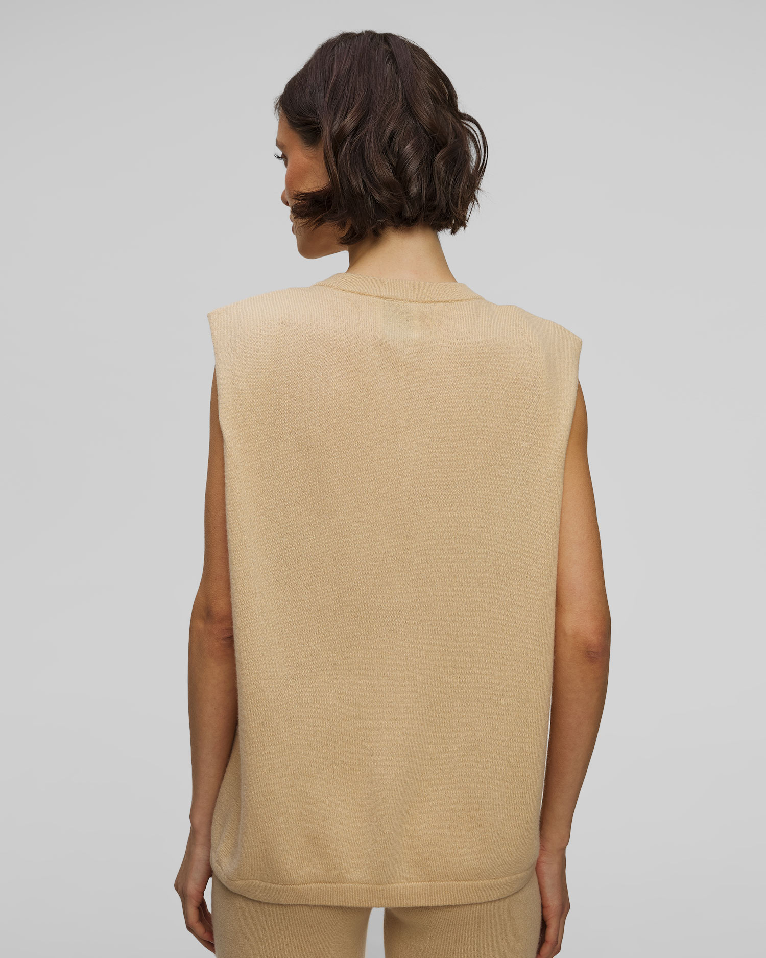 Dámský vlněný svetr bez rukávů Allude v Béžové Barvě