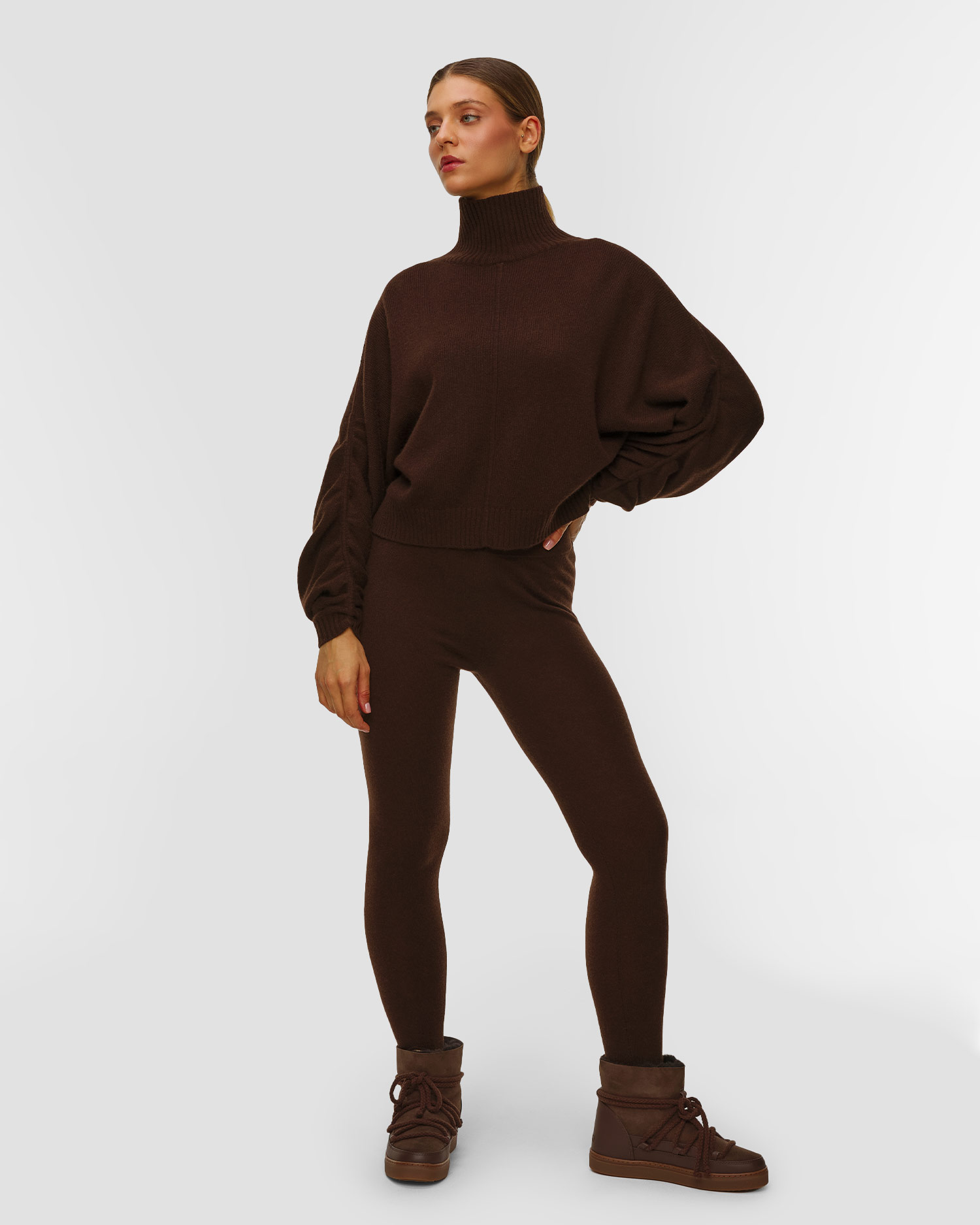 Allude Damen-Leggings aus Wolle und Kaschmir in Braun