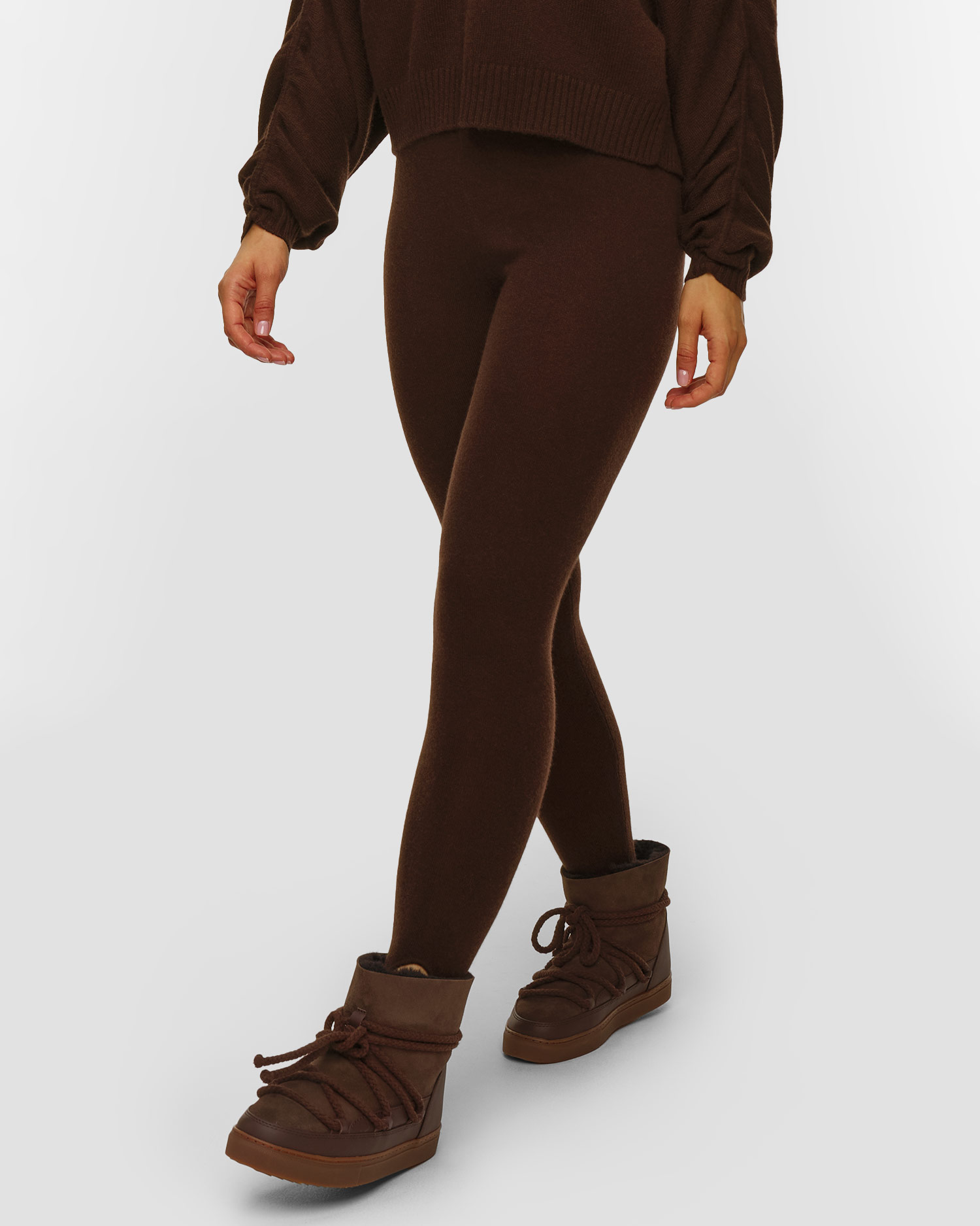 Allude Damen-Leggings aus Wolle und Kaschmir in Braun