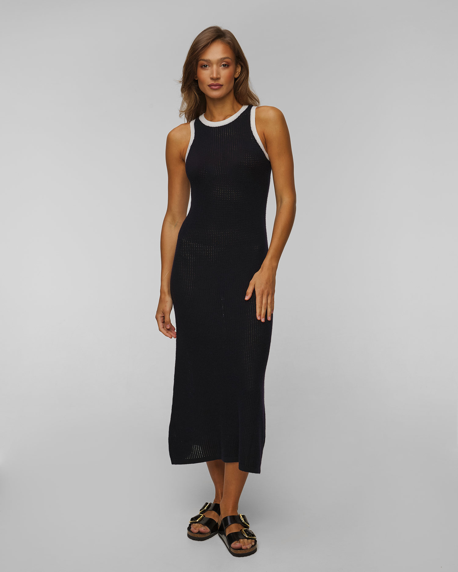 Tmavě modré dámské vlněné šaty Allude