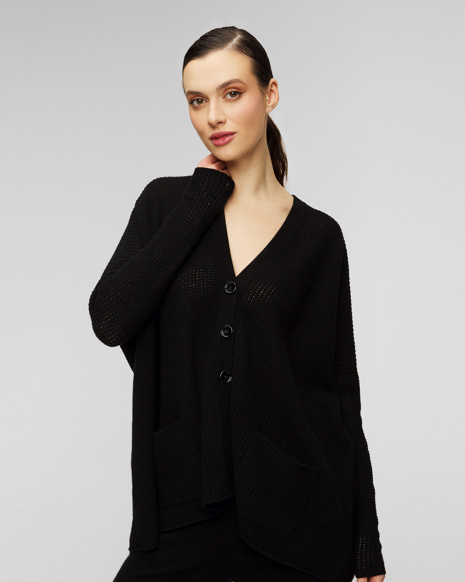 Cardigan en laine noir pour femmes Allude