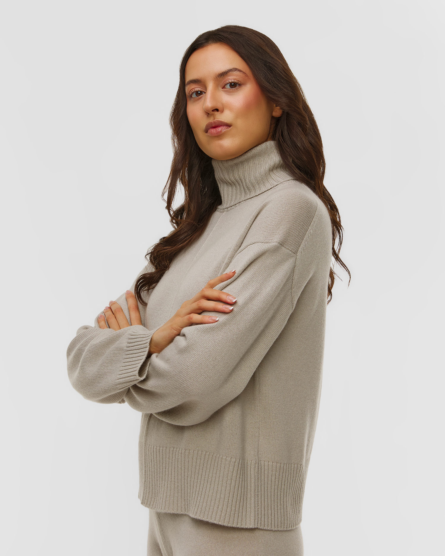 Sweter wełniano-kaszmirowy z golfem damski Allude