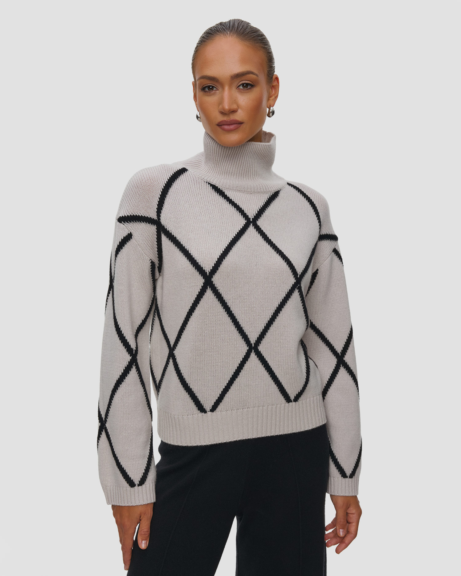 Col roulé pour femmes à motifs losanges Allude Mockneck Sweater