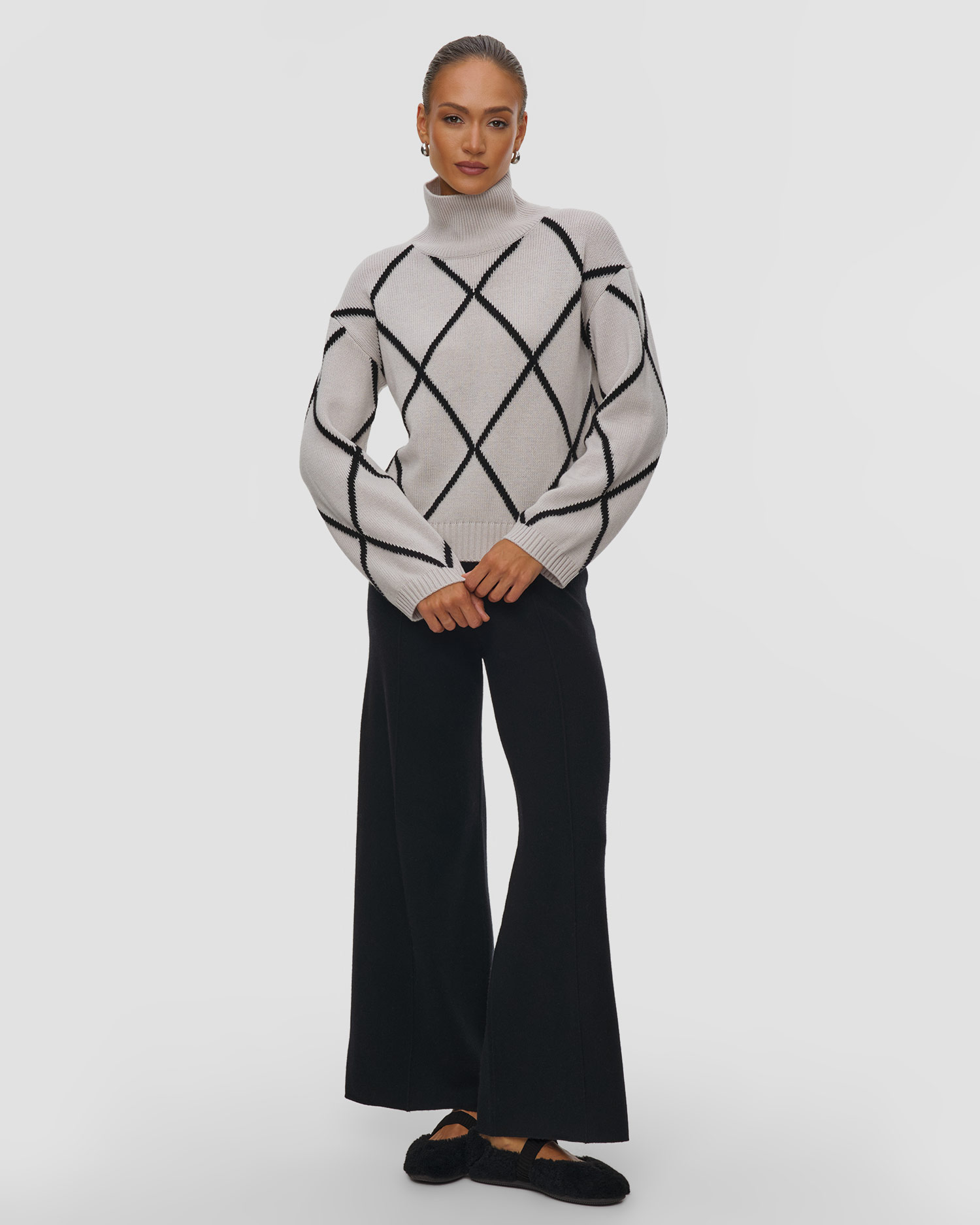 Col roulé pour femmes à motifs losanges Allude Mockneck Sweater