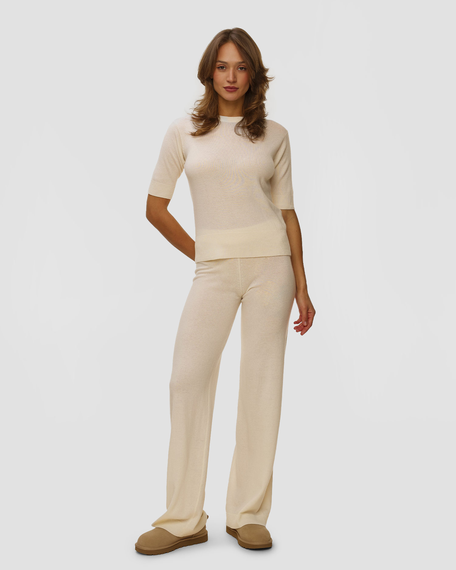 Dámské bílé vlněné kalhoty Allude