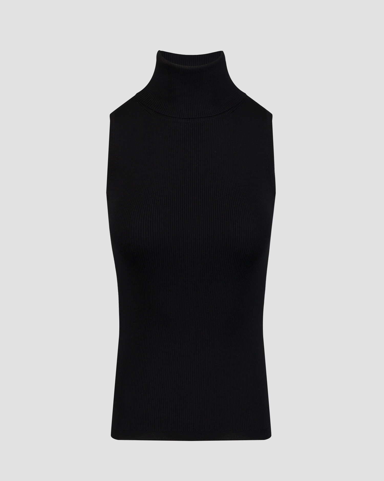 Maglietta senza maniche nera in lana da donna Allude