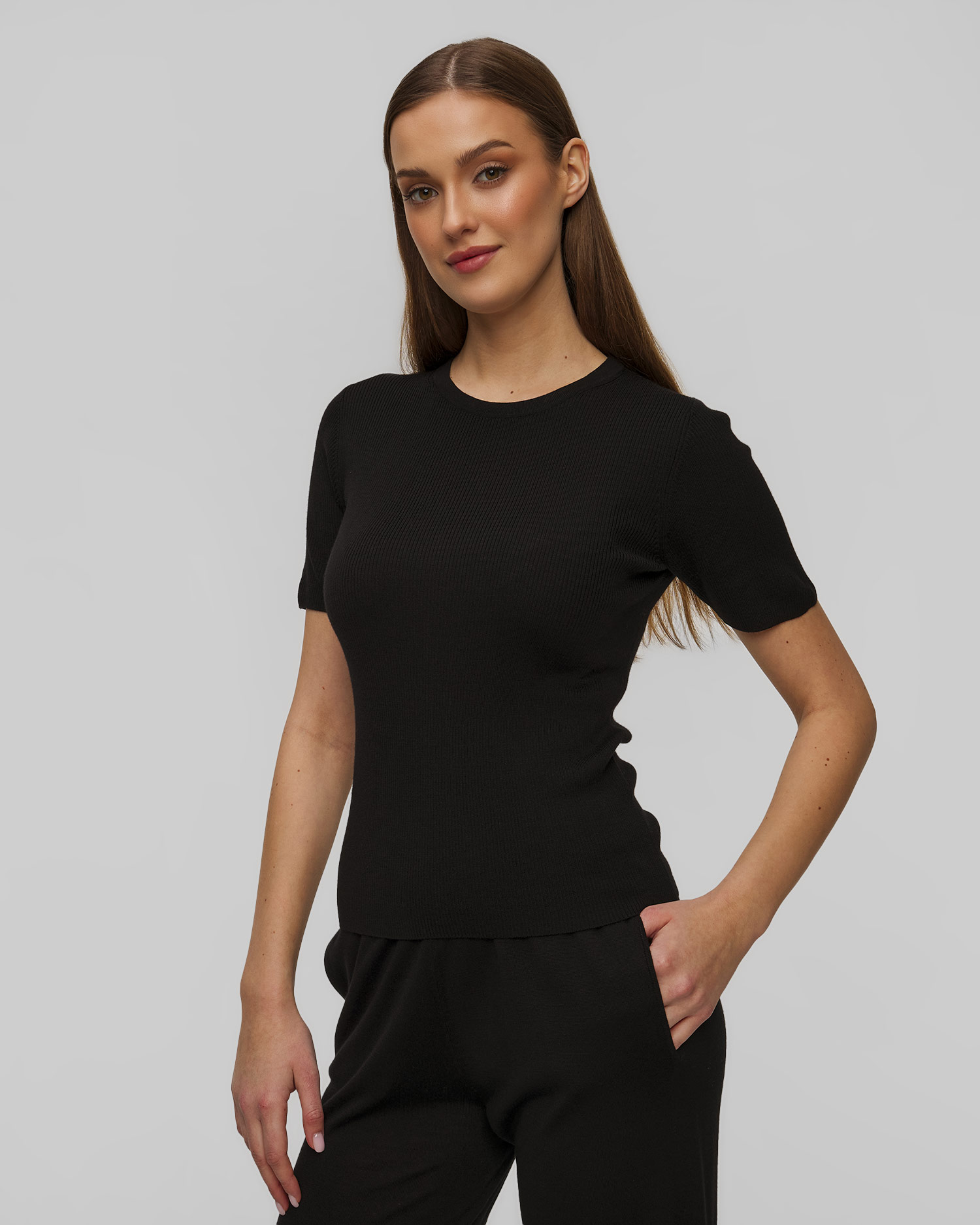 Pulover negru din lână pentru femei Allude