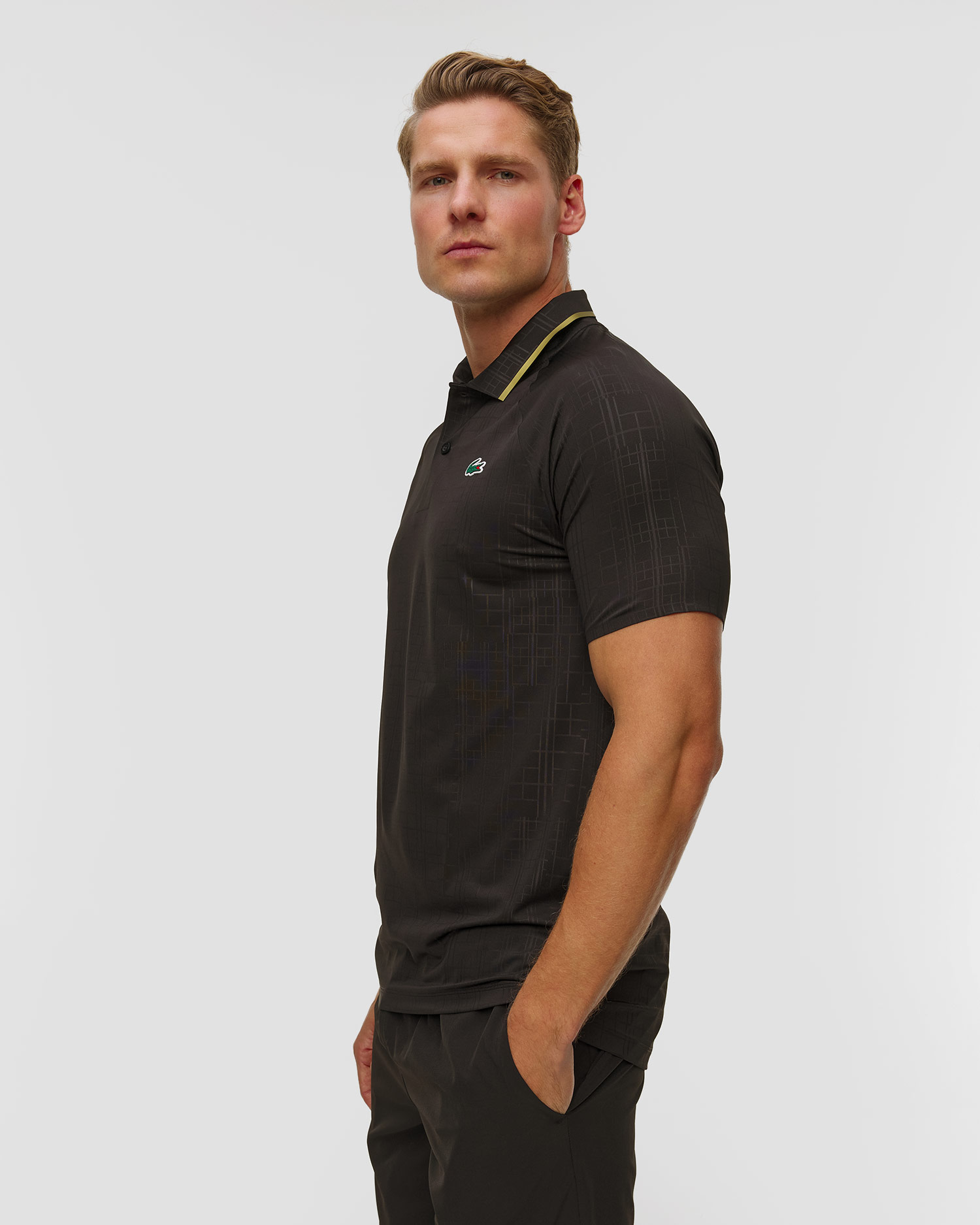 Czarne polo męskie Lacoste x Novak Djokovic