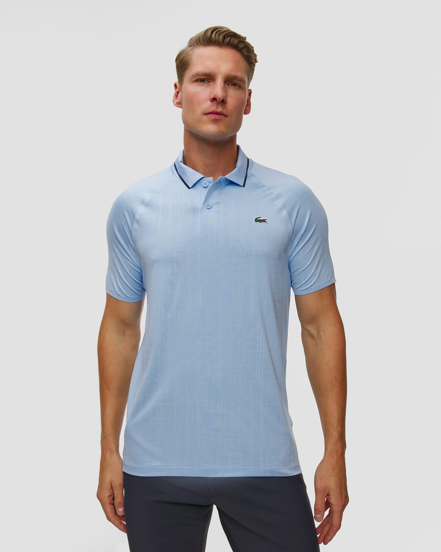 Błękitne polo męskie Lacoste x Novak Djokovic