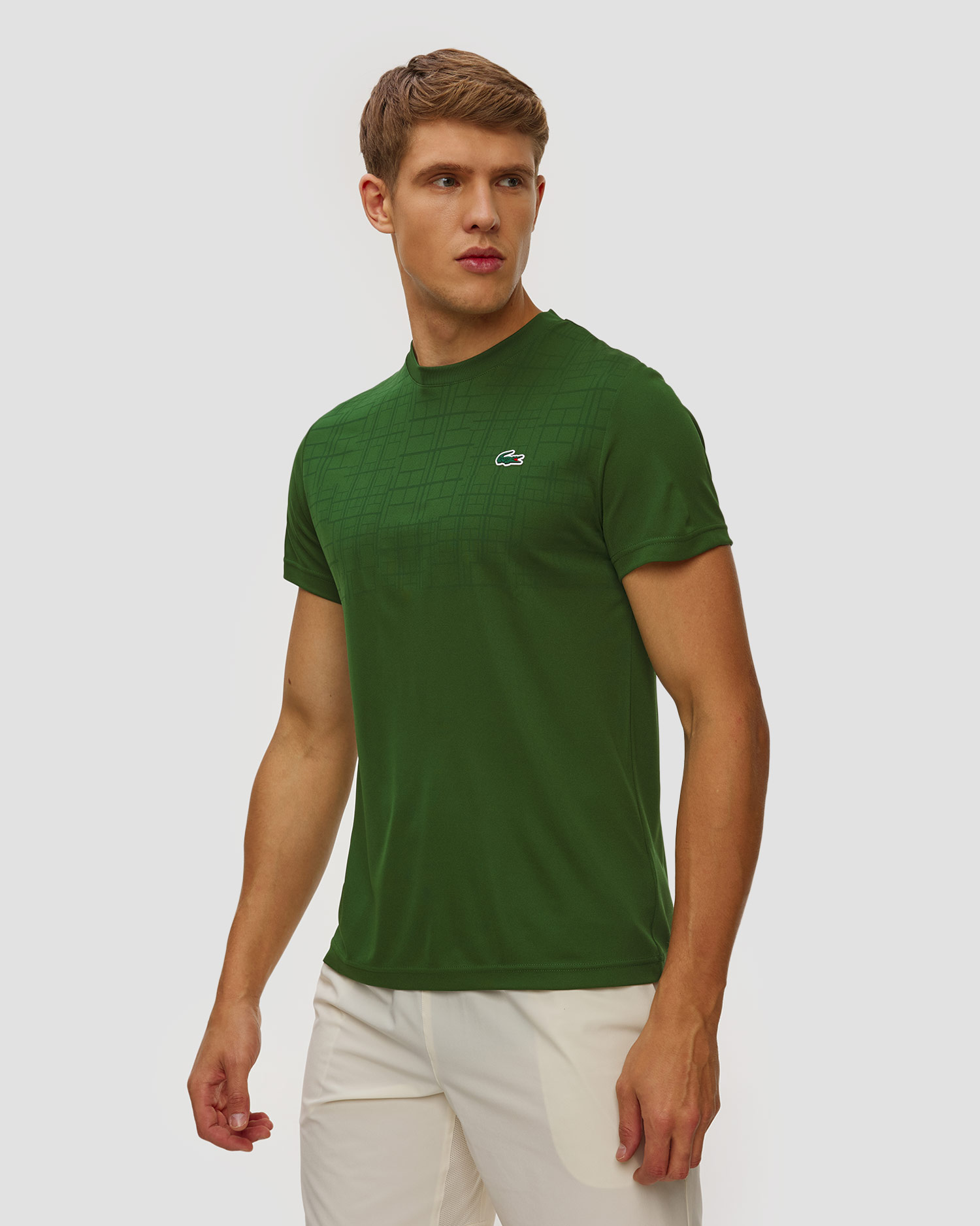 Zielony T-shirt męski Lacoste x Novak Djokovic