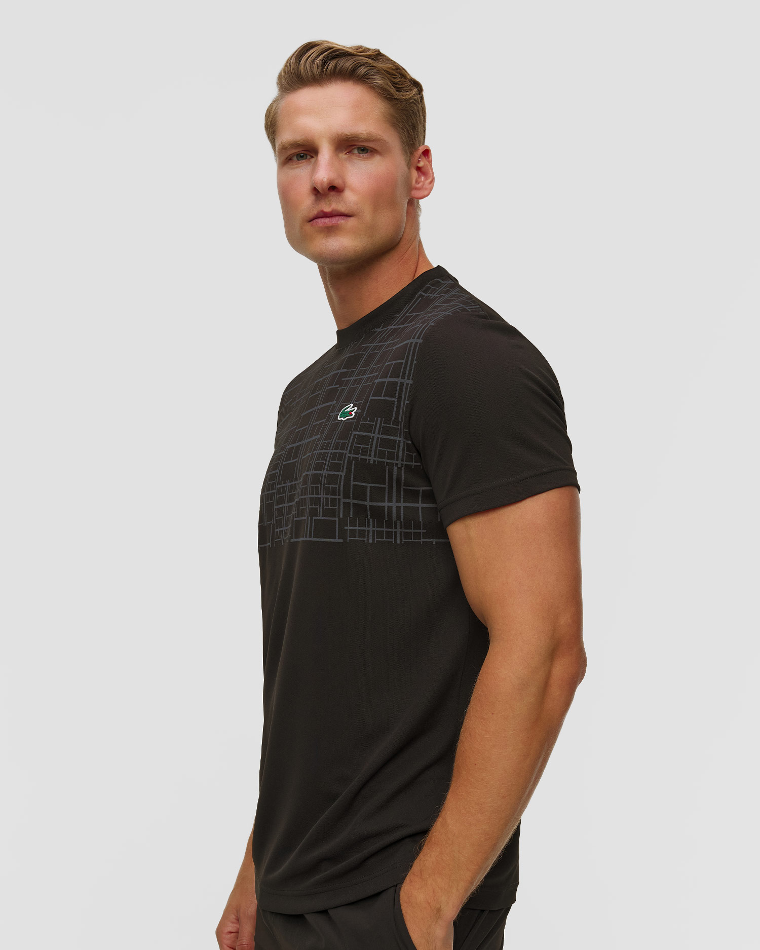 Czarny T-shirt męski Lacoste x Novak Djokovic