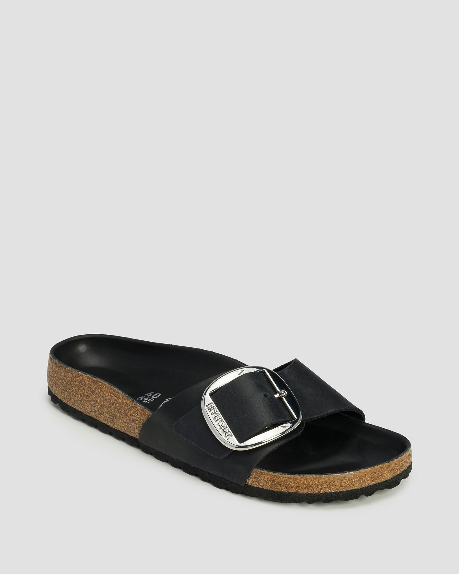 Women's black sliders Birkenstock Madrid Oiled Leather, Color/Pattern: Czarny