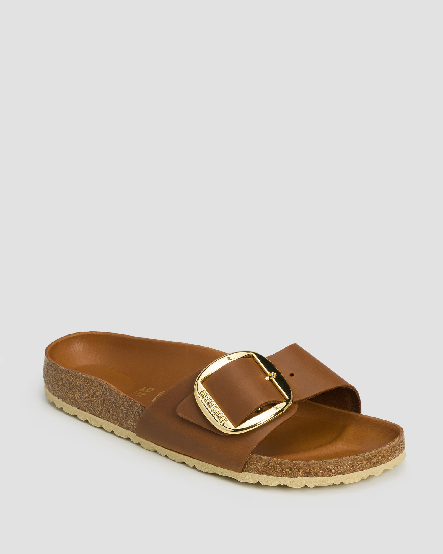 Sliders Birkenstock Madrid Big Buckle Leoi Narrow, Color/Pattern: Brązowy