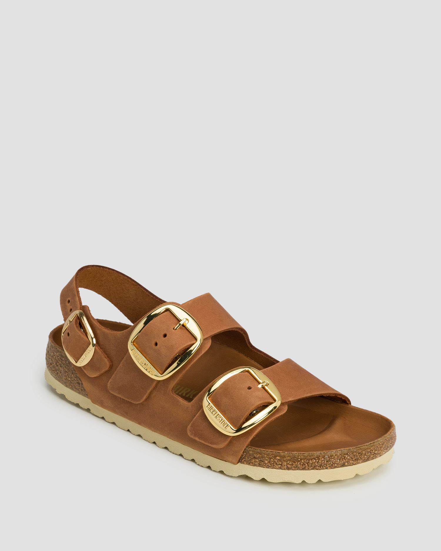 Sandale maro pentru femei Birkenstock Milano Big Buckle Oiled Leather Narrow