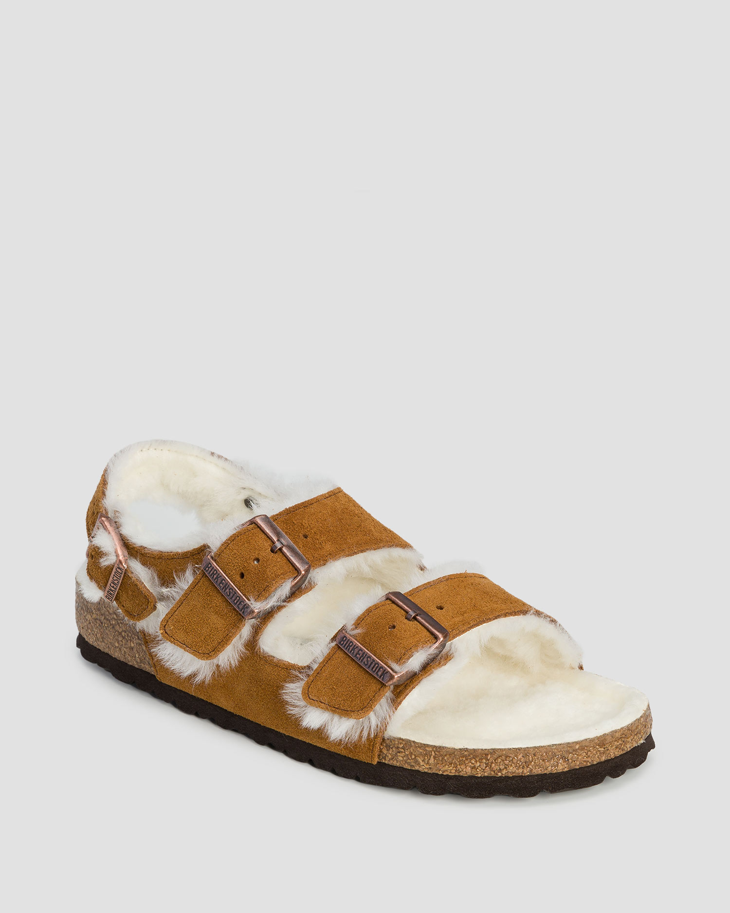 Șlapi din blană pentru femei Birkenstock Milano Shearling Narrow