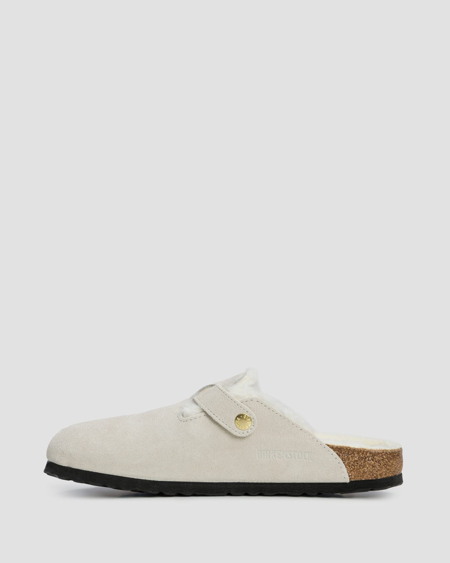 Ciabatte bianche con pelliccia da donna Birkenstock Boston Shearling Narrow
