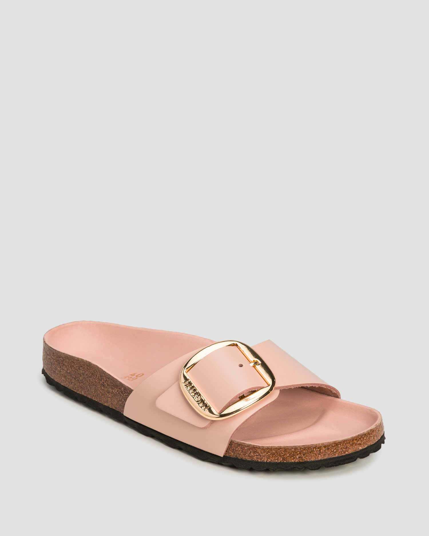Kožené dámské pantofle Birkenstock Madrid Big Buckle Natural Leather Patent