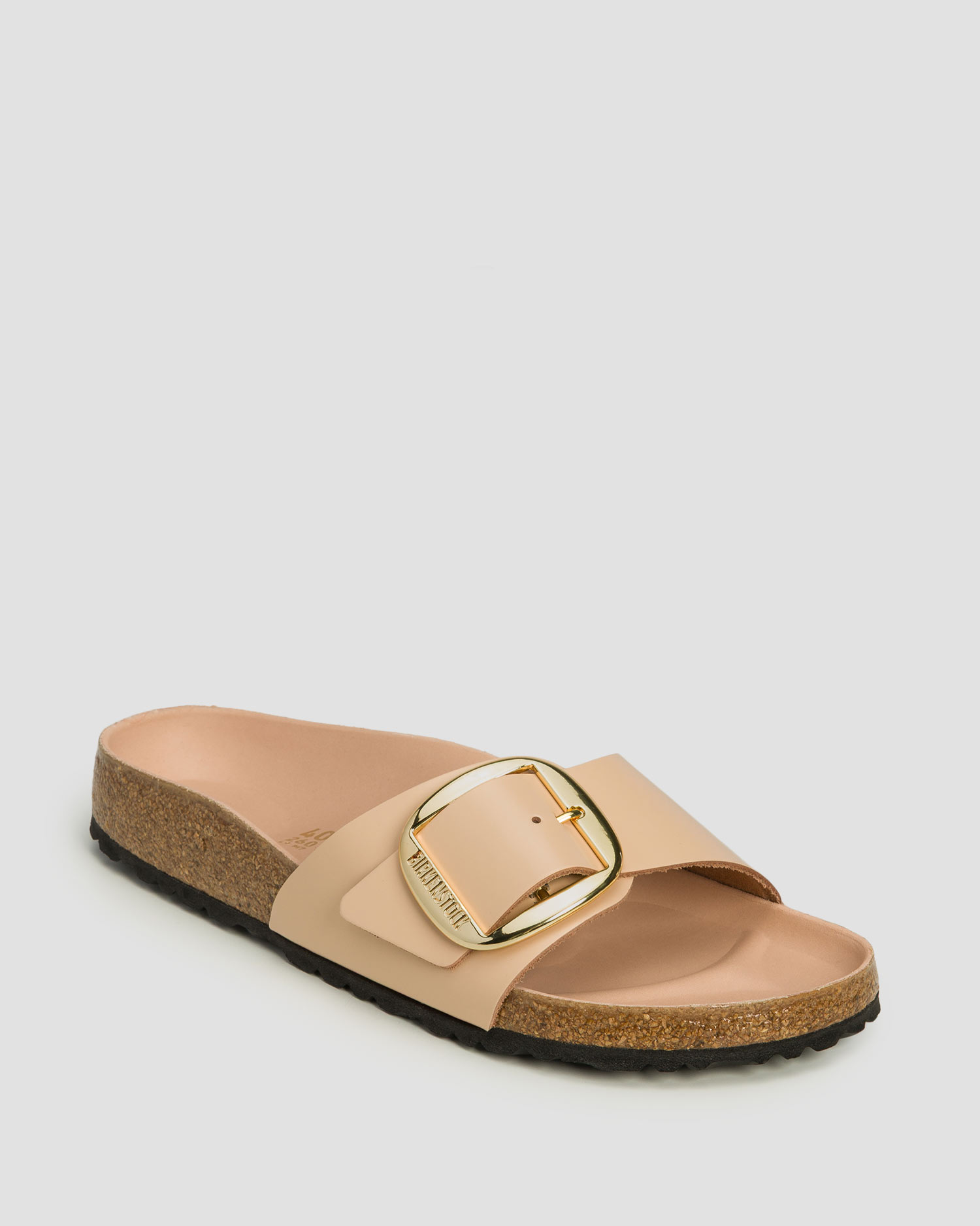 Kožené dámské pantofle Birkenstock Madrid Big Buckle Natural Leather Patent