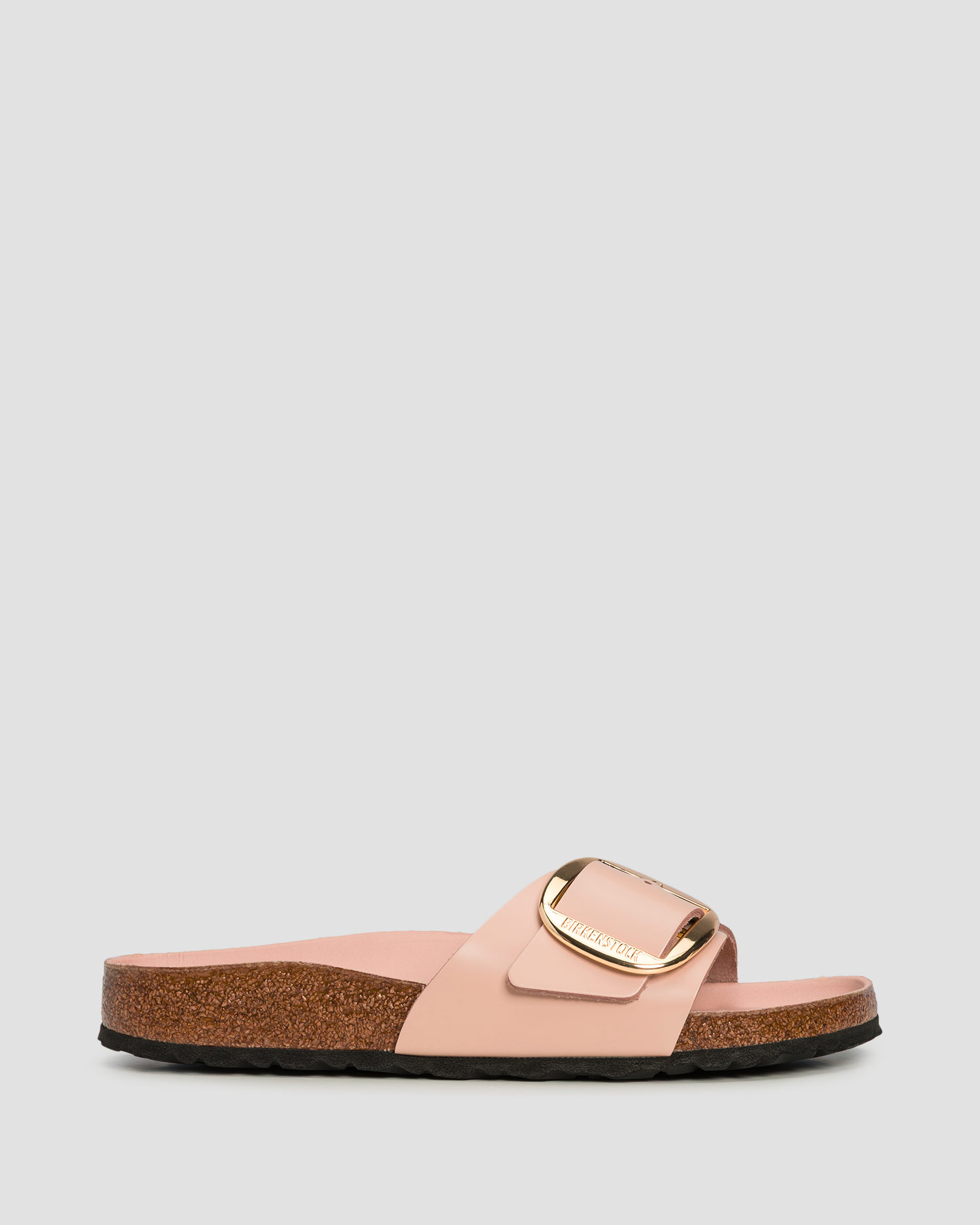 Kožené dámské pantofle Birkenstock Madrid Big Buckle Natural Leather Patent