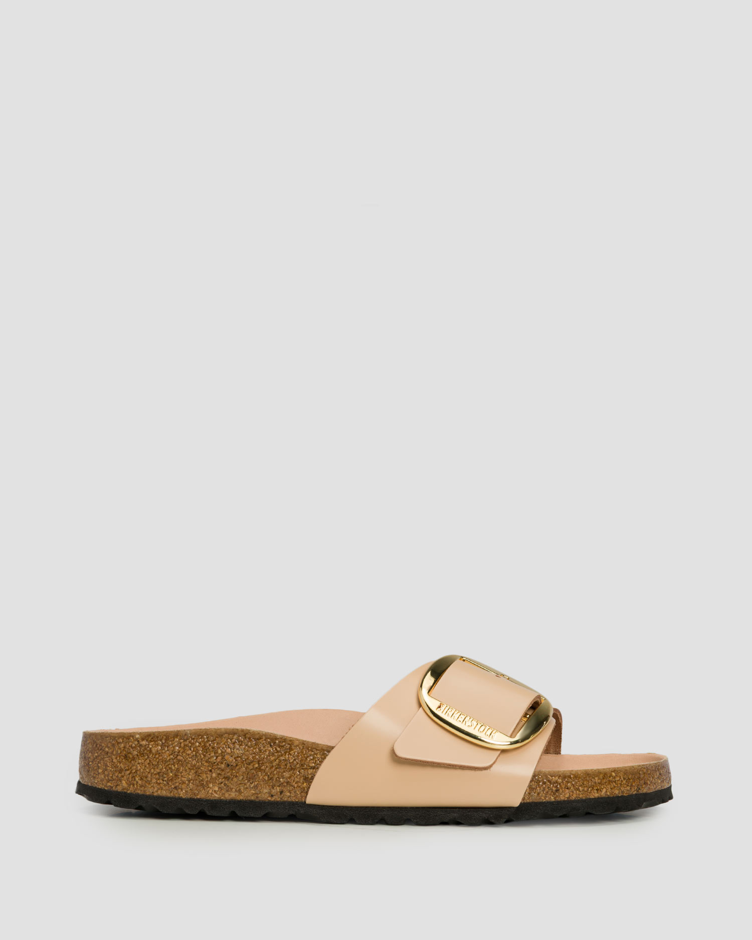 Kožené dámské pantofle Birkenstock Madrid Big Buckle Natural Leather Patent