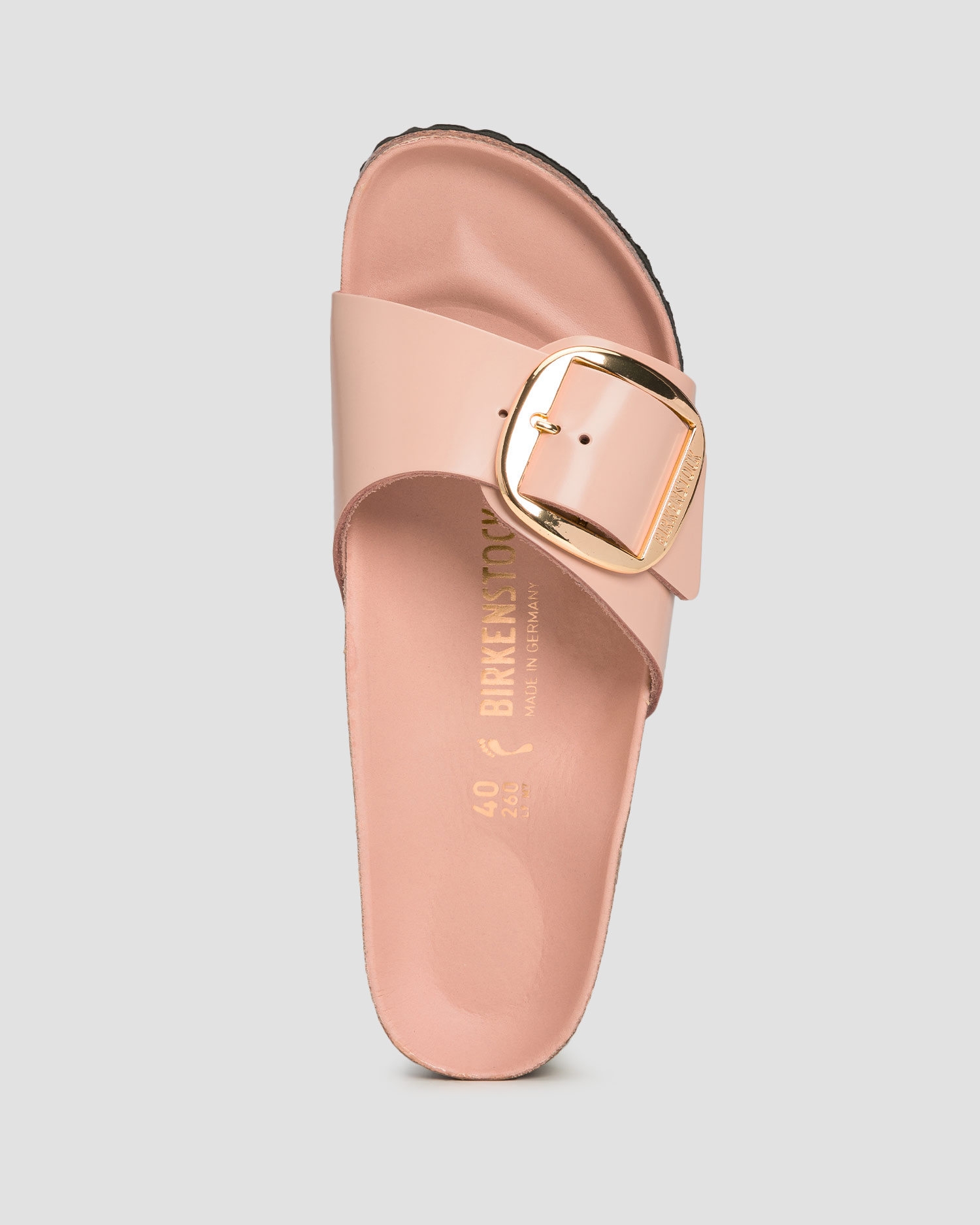 Kožené dámské pantofle Birkenstock Madrid Big Buckle Natural Leather Patent