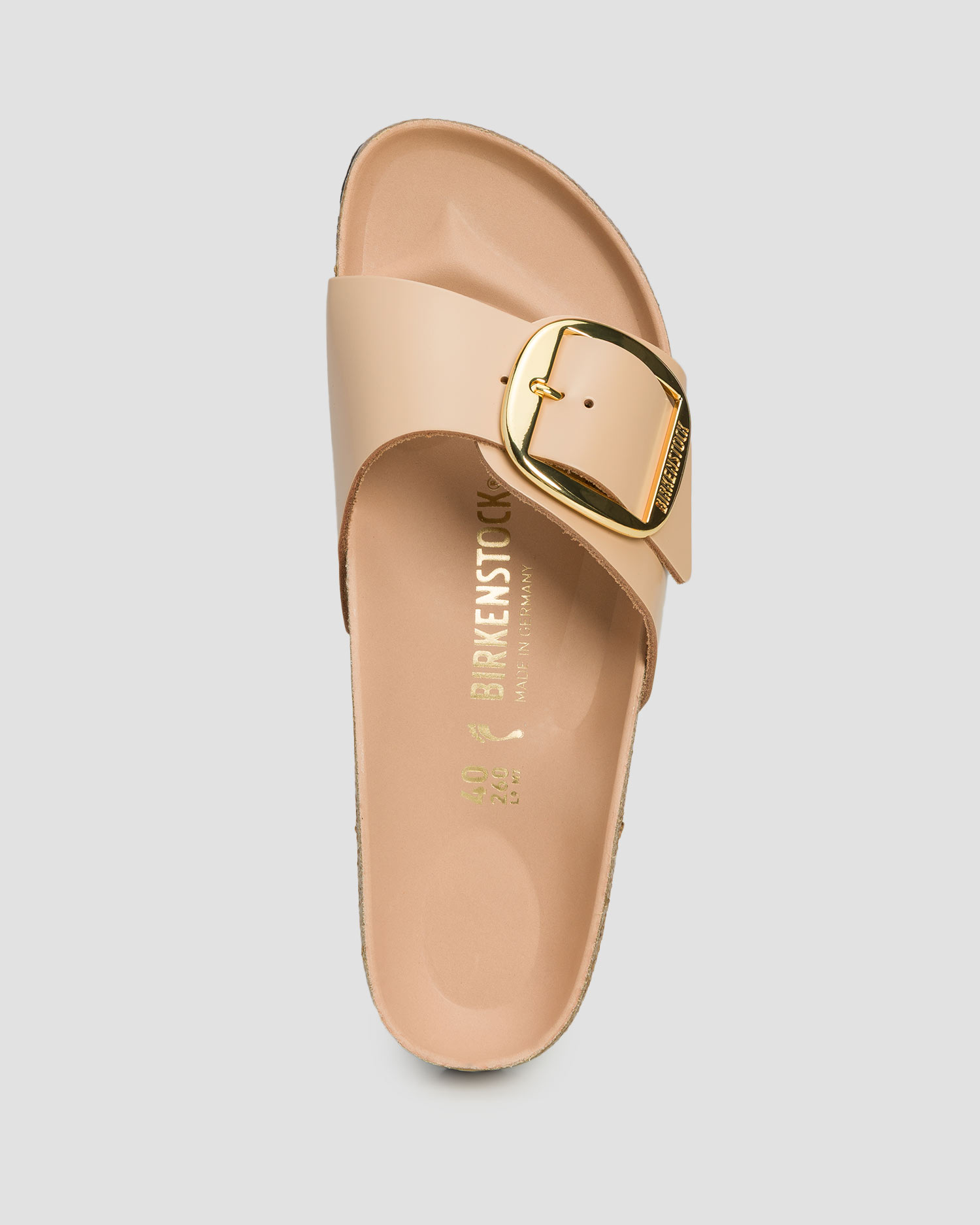 Kožené dámské pantofle Birkenstock Madrid Big Buckle Natural Leather Patent