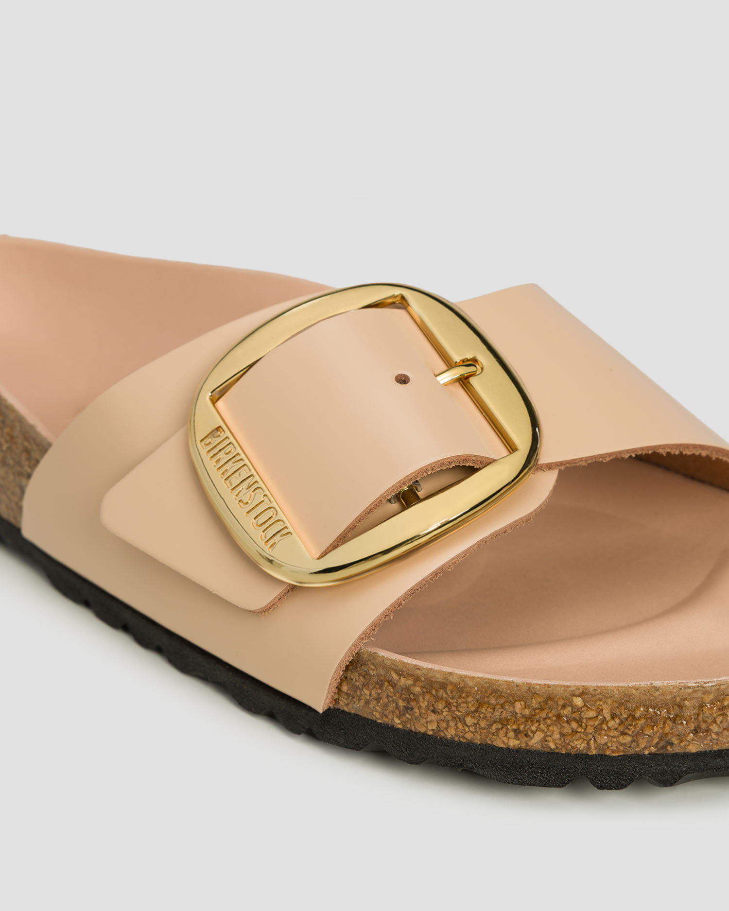 Kožené dámské pantofle Birkenstock Madrid Big Buckle Natural Leather Patent