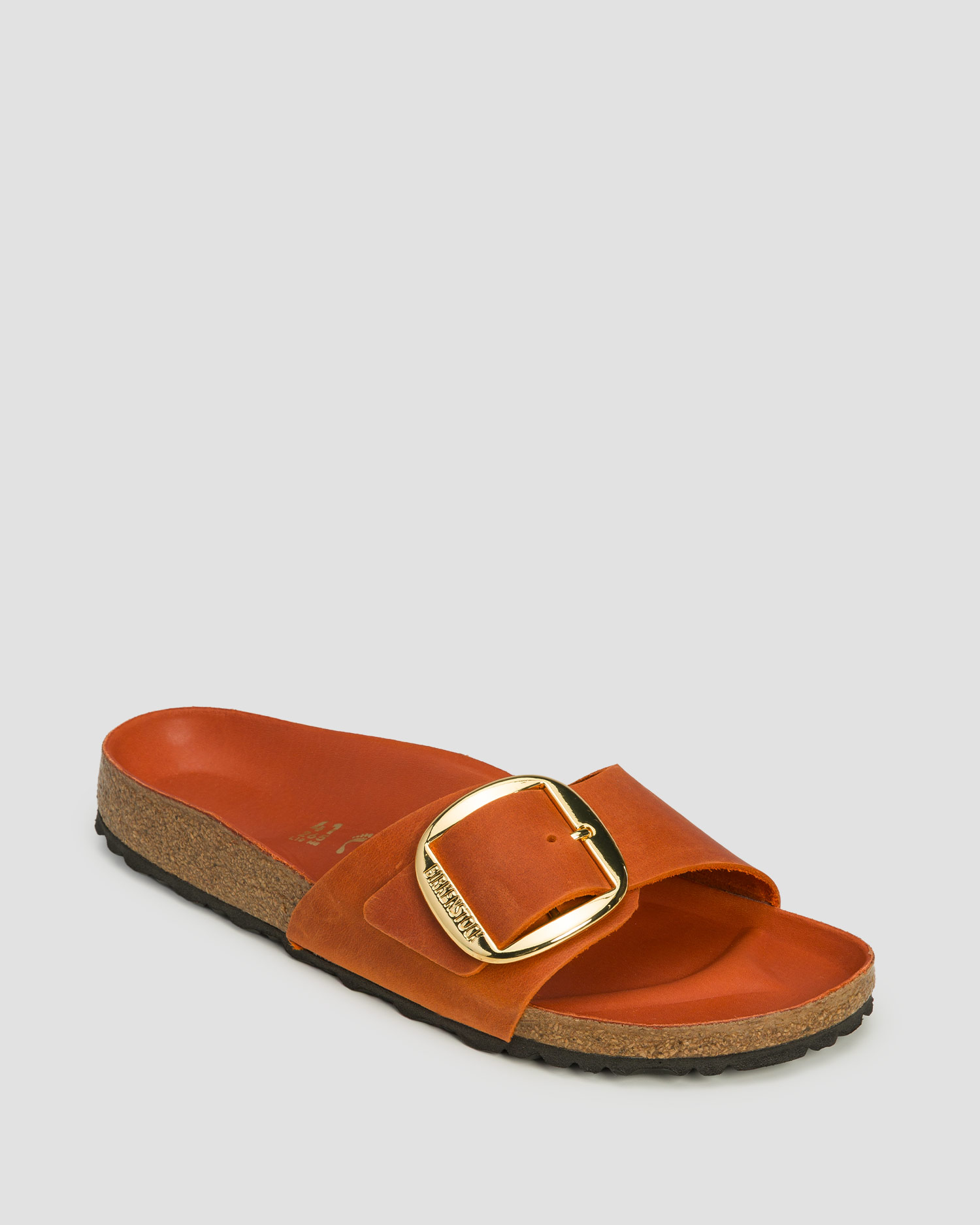 Women's orange sliders Birkenstock Madrid Big Buckle Leoi Narrow