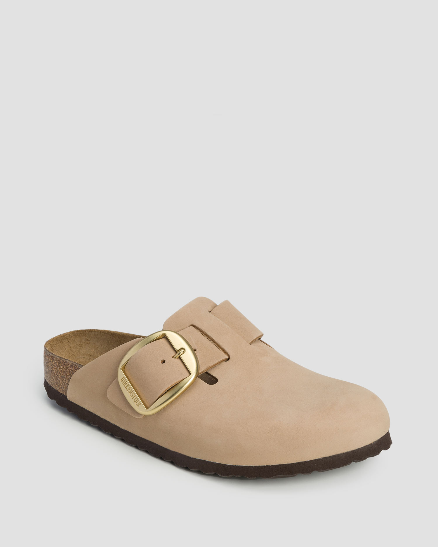 Șlapi bej pentru femei Birkenstock Boston Big Buckle Narrow