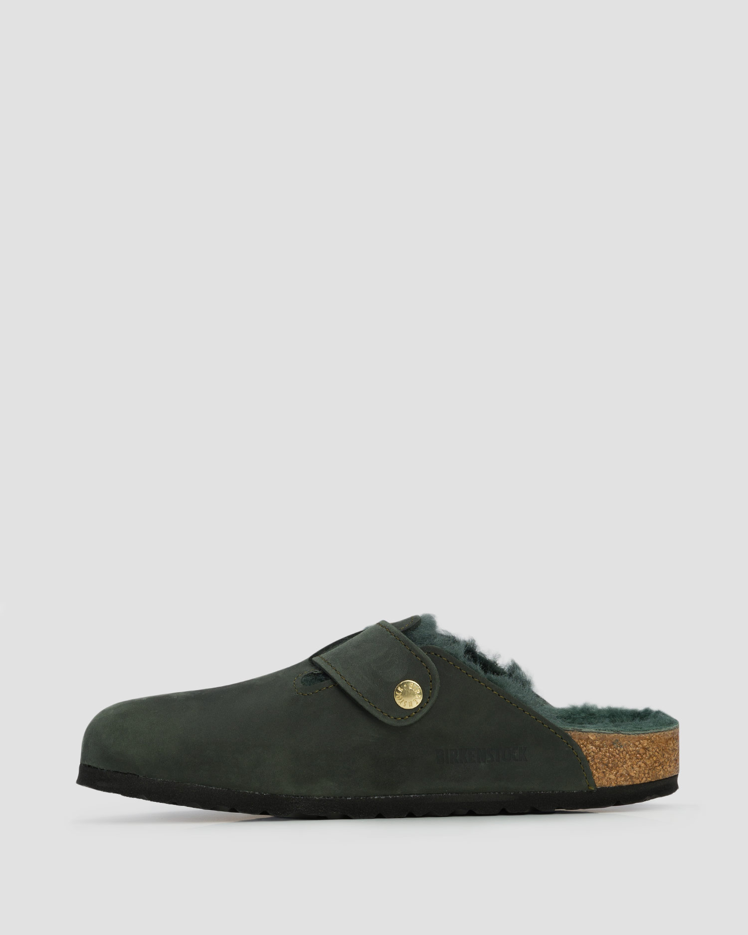 Ciabatte verdi da donna Birkenstock Boston BB Shearling Narrow