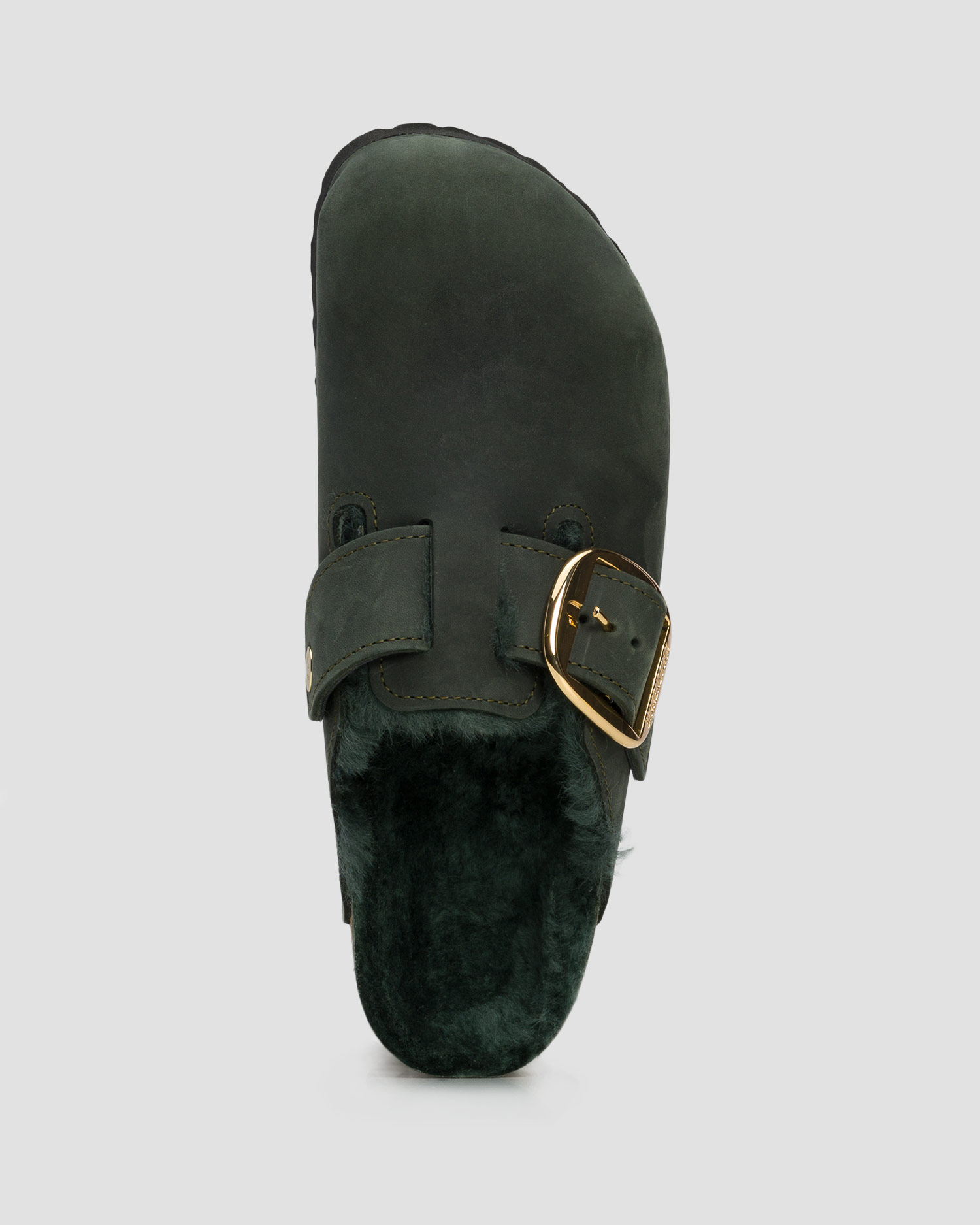 Sabots verts pour femmes Birkenstock Boston BB Shearling Narrow