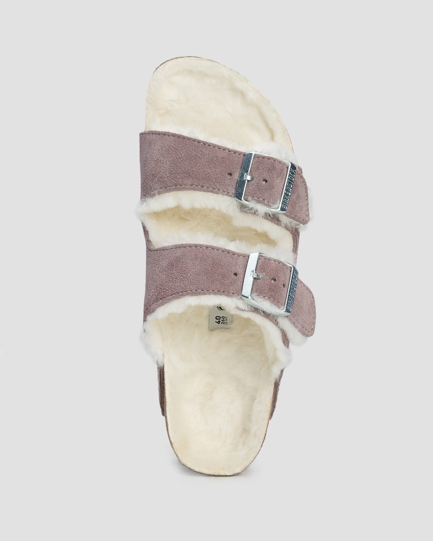Ciabatte viola in pelliccia da donna Birkenstock Arizona Shearling Narrow