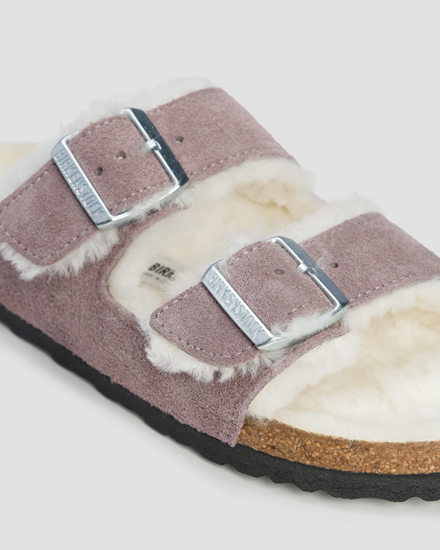 Ciabatte viola in pelliccia da donna Birkenstock Arizona Shearling Narrow