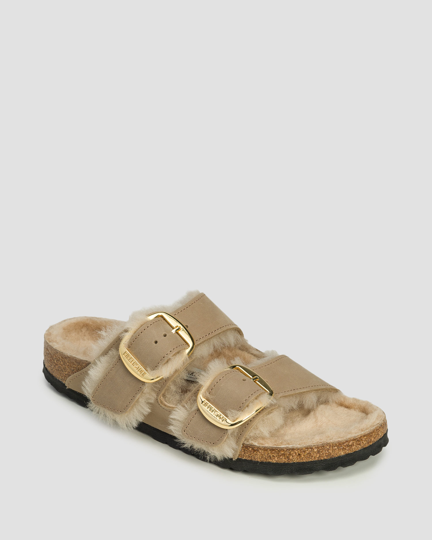 Ciabatte marrone chiaro da donna Birkenstock Arizona BB Shearling Leoi Narrow
