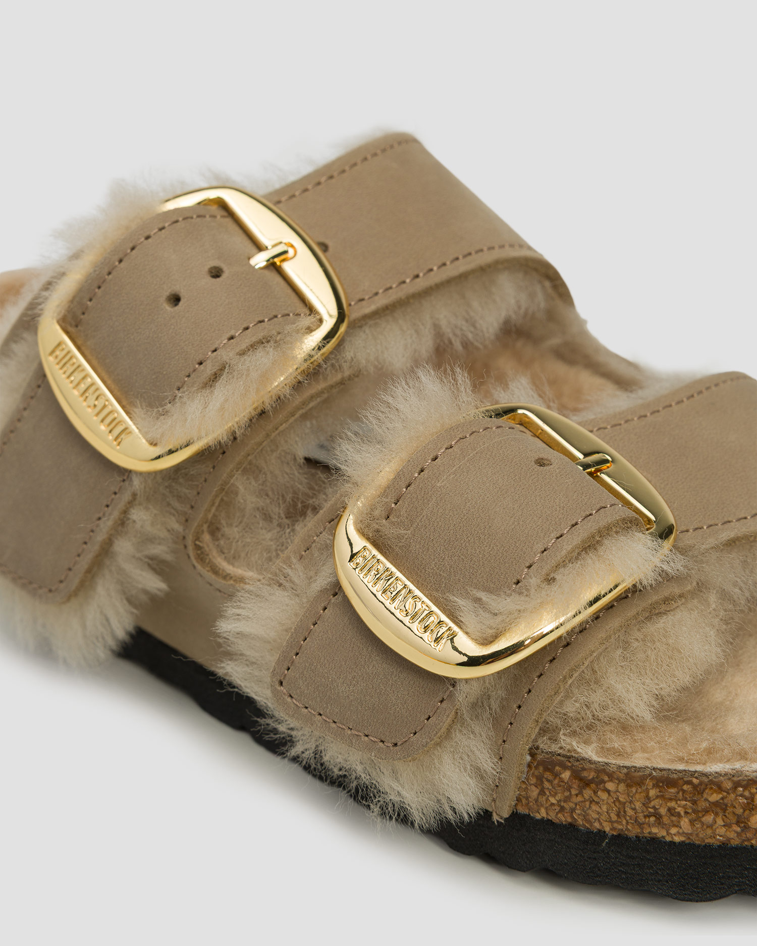 Ciabatte marrone chiaro da donna Birkenstock Arizona BB Shearling Leoi Narrow