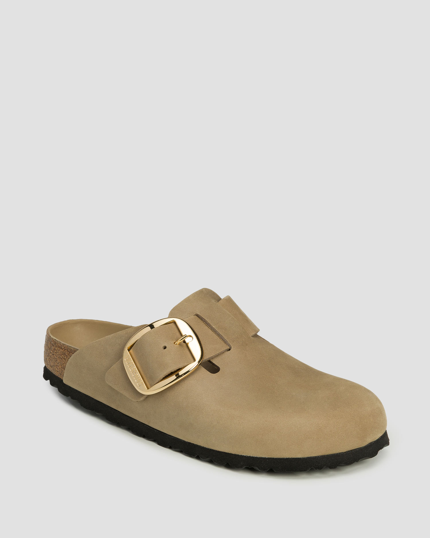 Șlapi maro pentru femei Birkenstock Boston Big Buckle Leoi Narrow